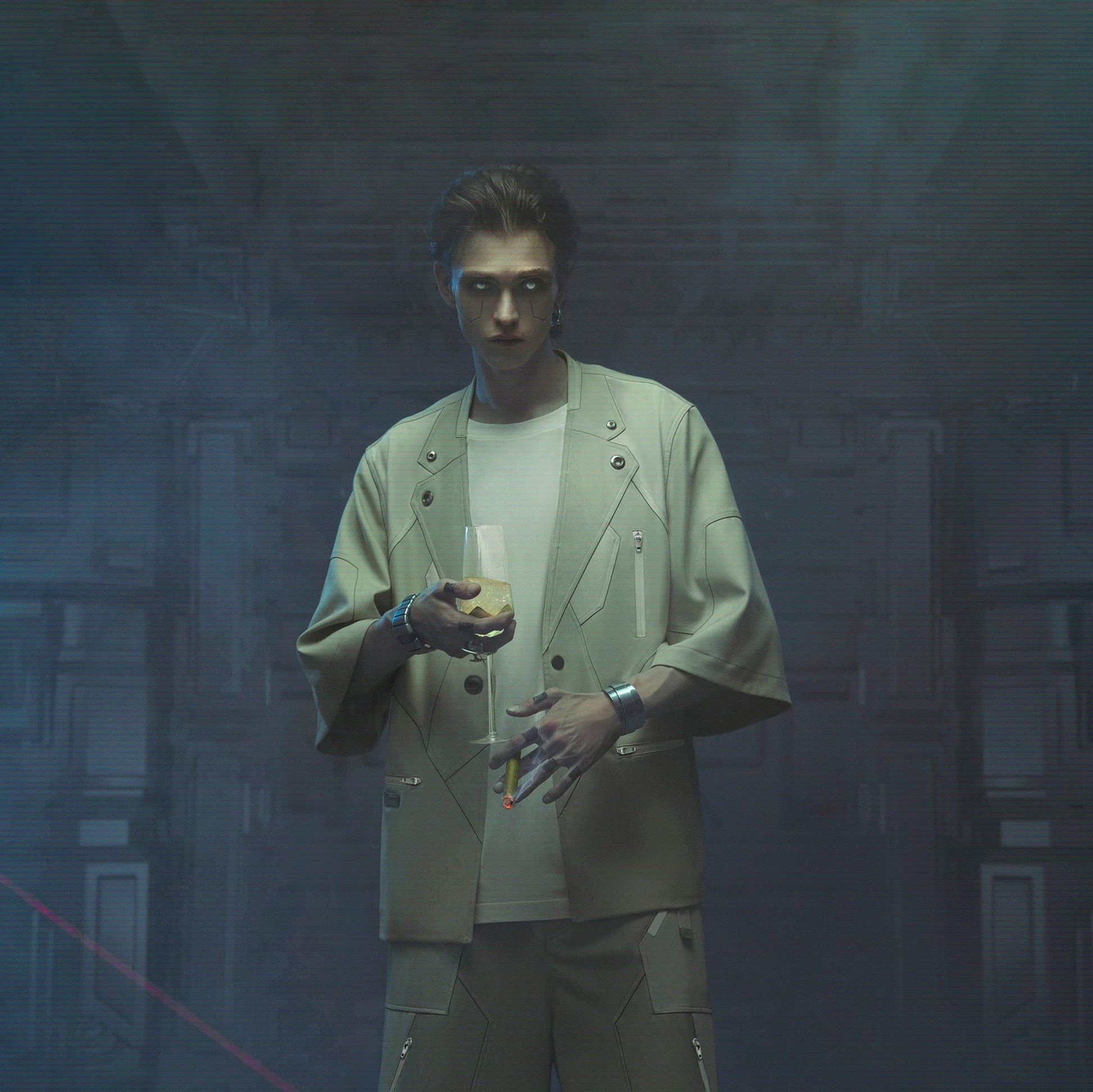 XIPHEVIL Demiurge IV Mesh Metal Short-Sleeve Blazer Green-Jacket-XS-Free Shipping Leatheretro