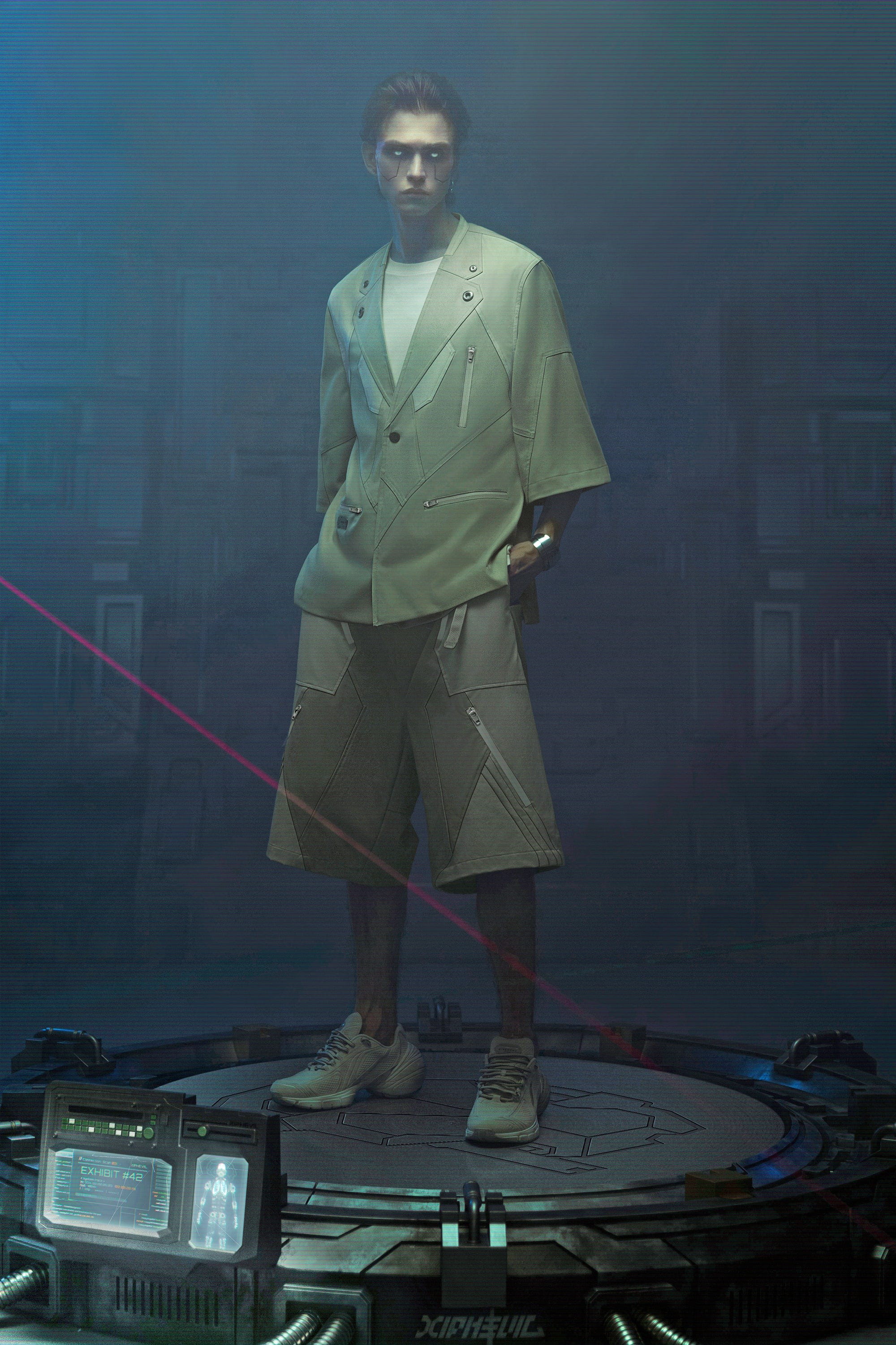 XIPHEVIL Demiurge IV Mesh Metal Short-Sleeve Blazer Green-Jacket-XS-Free Shipping Leatheretro