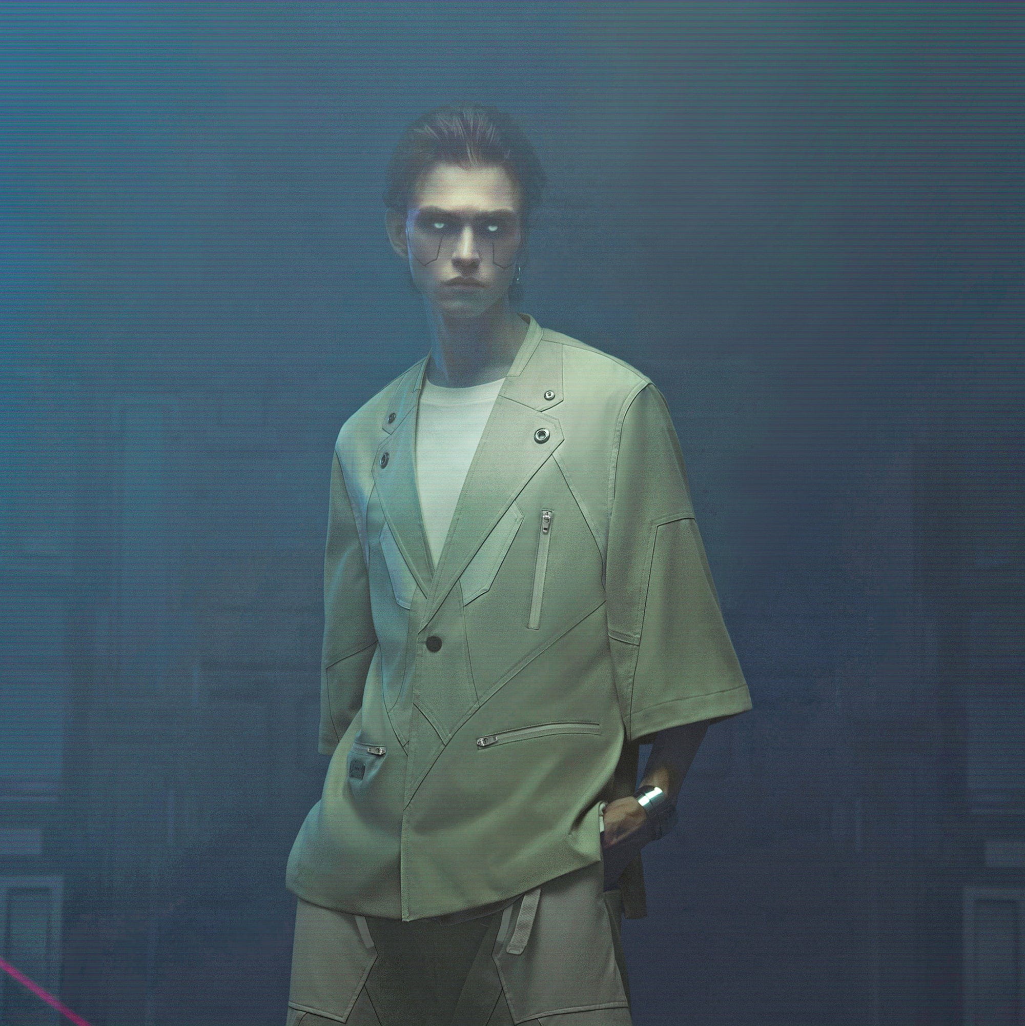 XIPHEVIL Demiurge IV Mesh Metal Short-Sleeve Blazer Green-Jacket-XS-Free Shipping Leatheretro