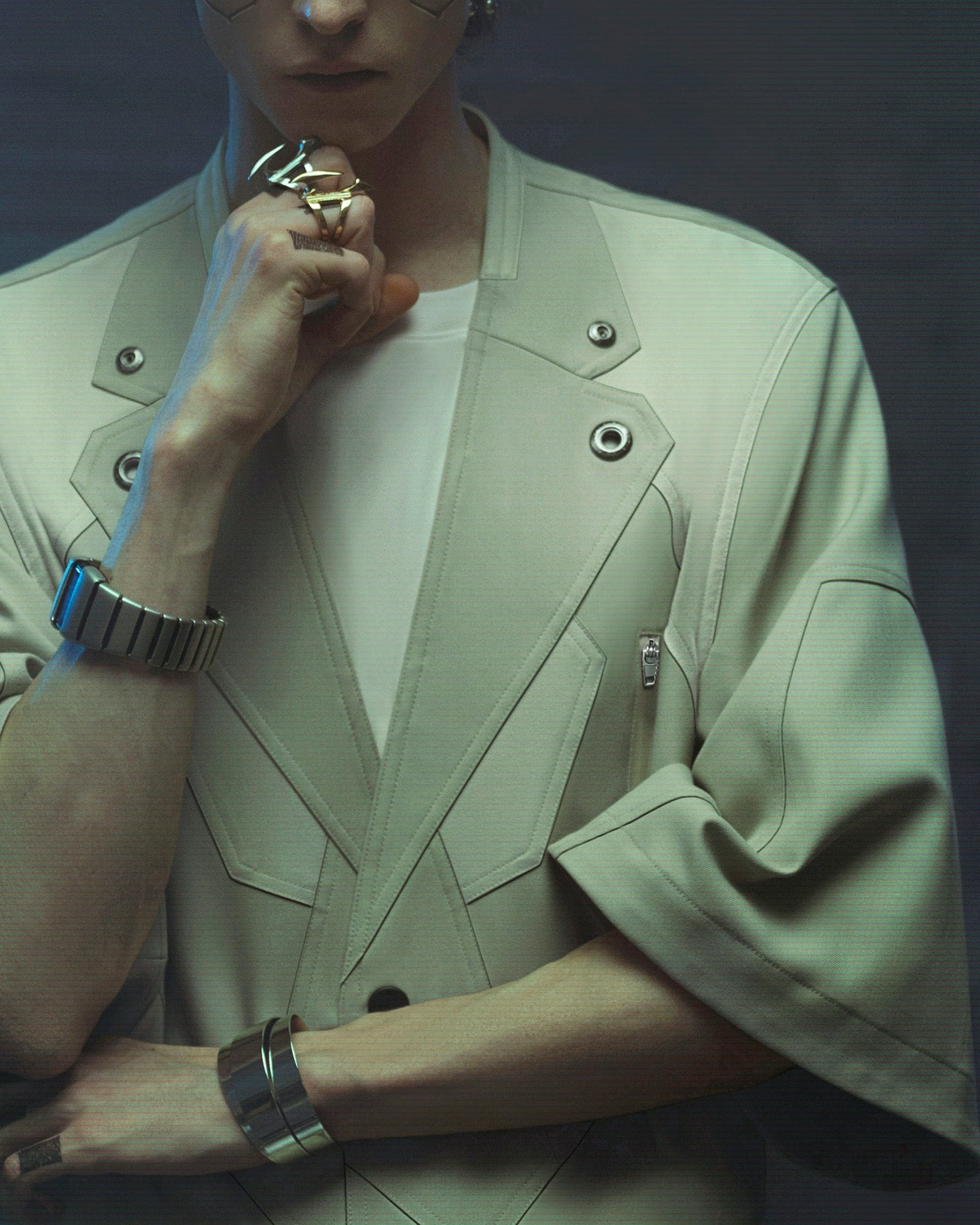 XIPHEVIL Demiurge IV Mesh Metal Short-Sleeve Blazer Green-Jacket-XS-Free Shipping Leatheretro