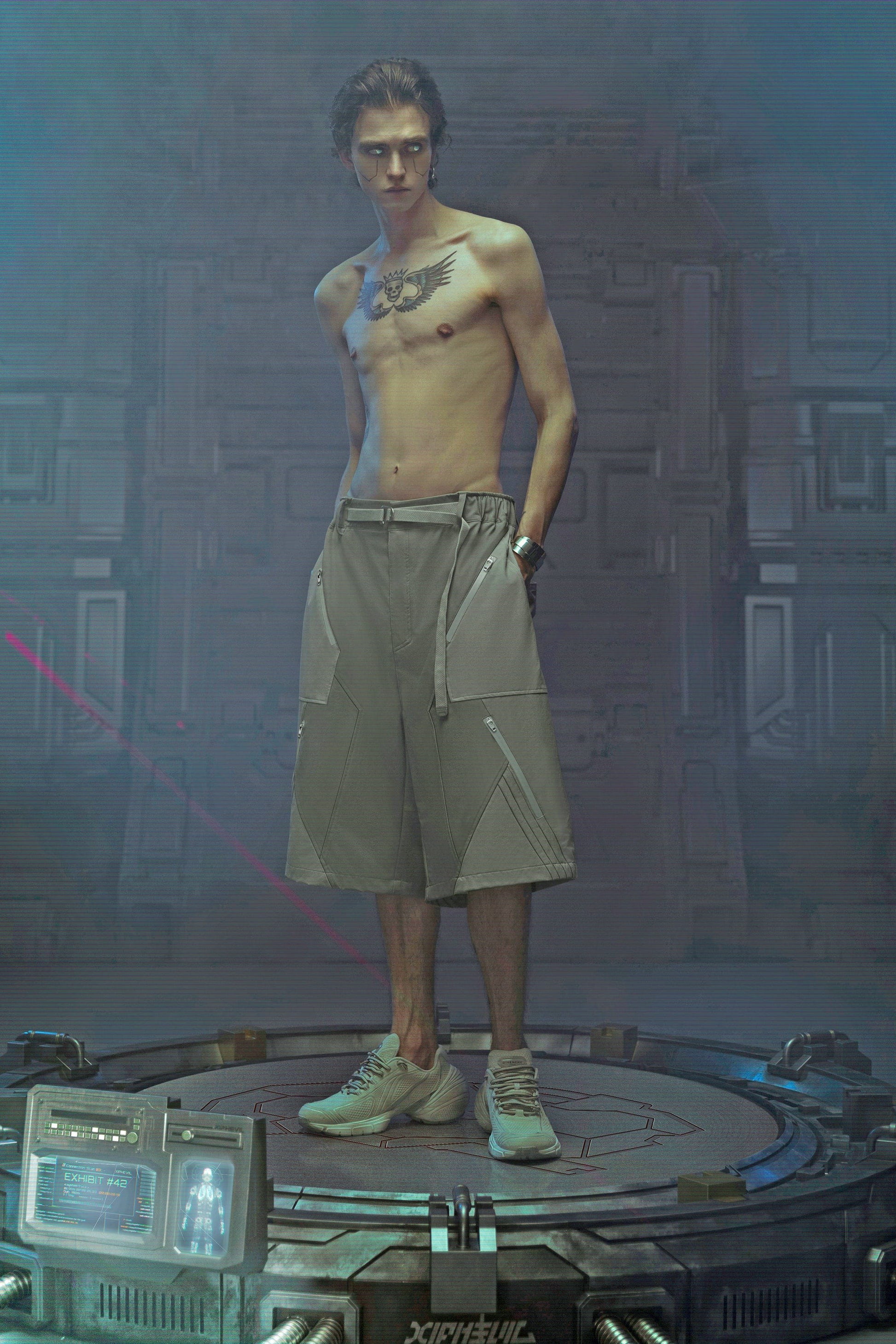 XIPHEVIL Demiurge Deconstructed Multi-Zipper Shorts Green-Shorts-XS-Free Shipping Leatheretro