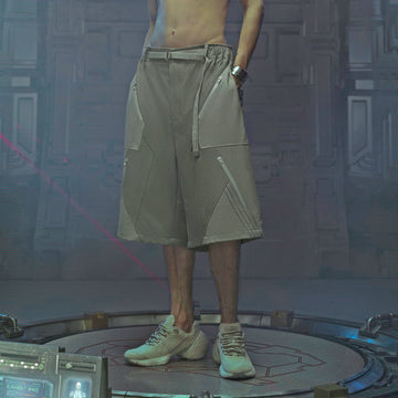 XIPHEVIL Demiurge Deconstructed Multi-Zipper Shorts Green-Shorts-XS-Free Shipping Leatheretro