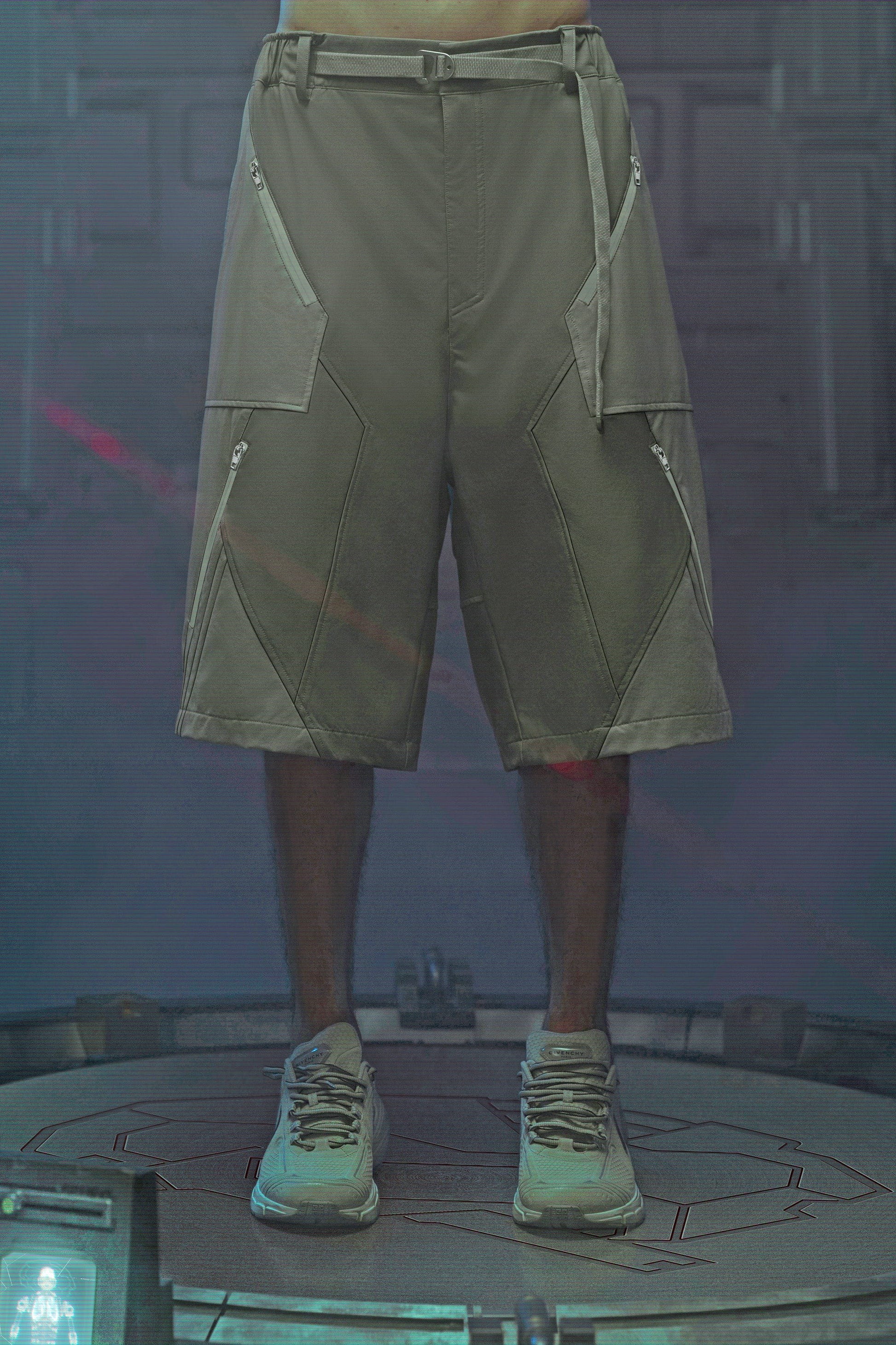 XIPHEVIL Demiurge Deconstructed Multi-Zipper Shorts Green-Shorts-XS-Free Shipping Leatheretro