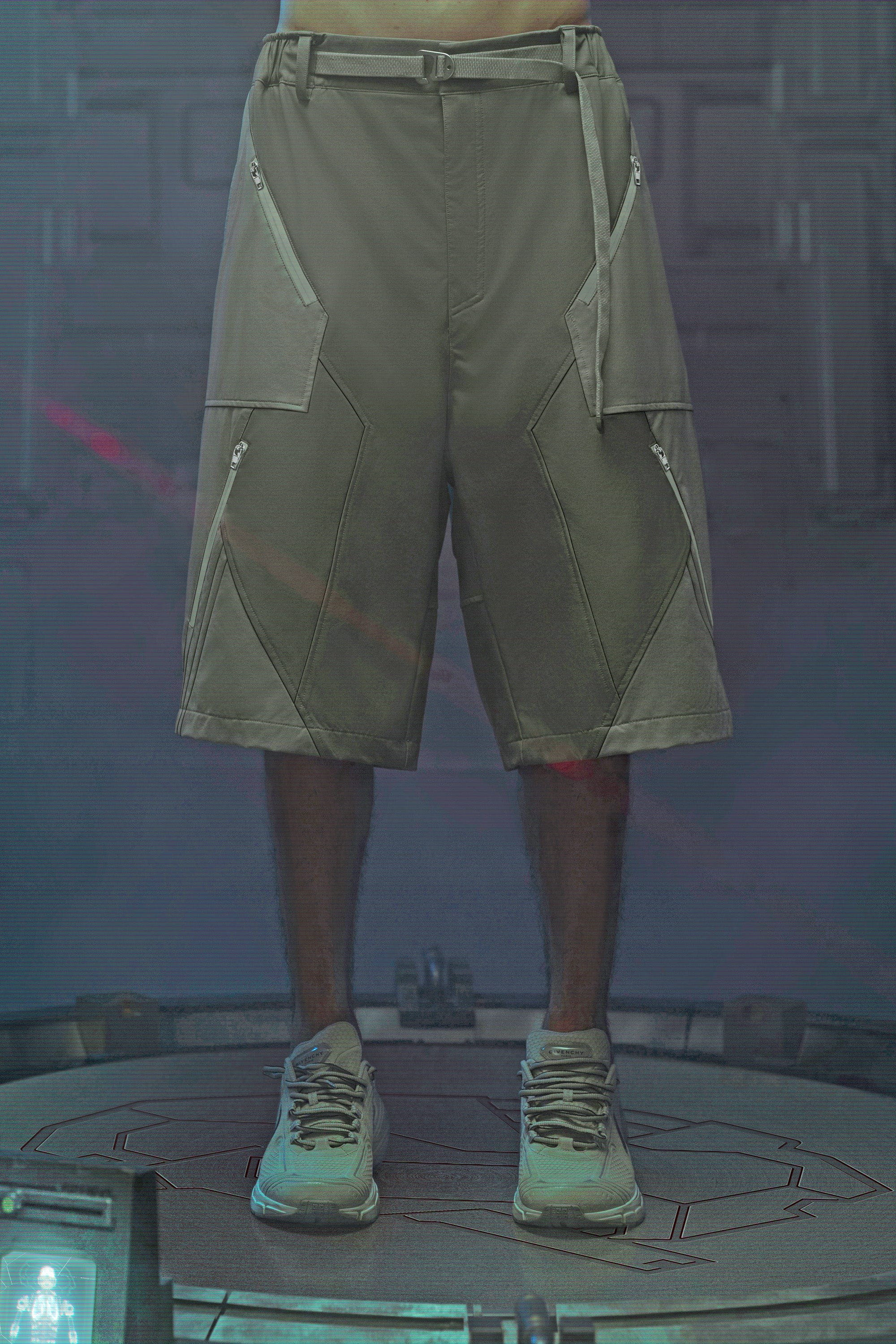 XIPHEVIL Demiurge Deconstructed Multi-Zipper Shorts Green-Shorts-XS-Free Shipping Leatheretro