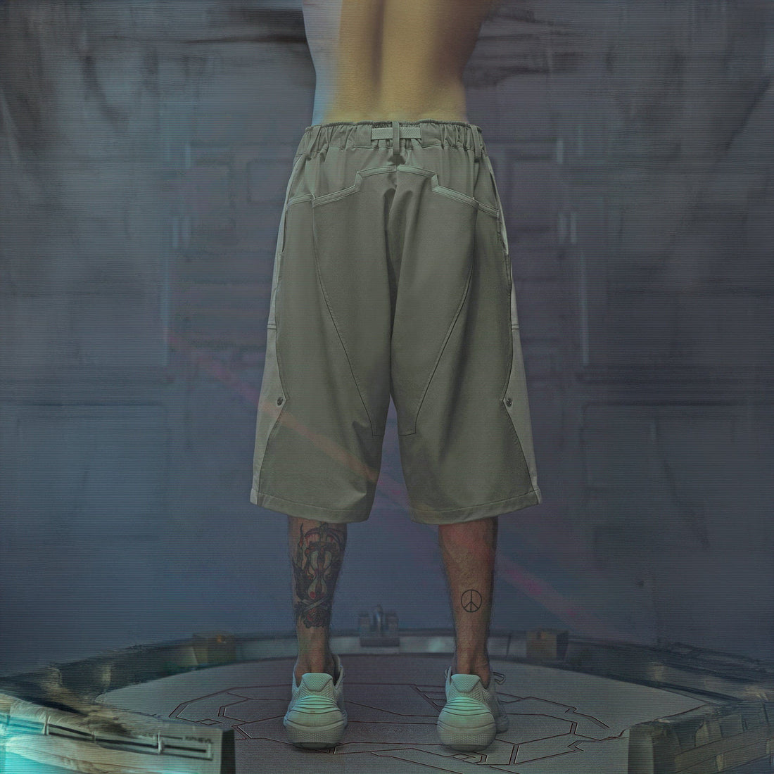 XIPHEVIL Demiurge Deconstructed Multi-Zipper Shorts Green-Shorts-XS-Free Shipping Leatheretro