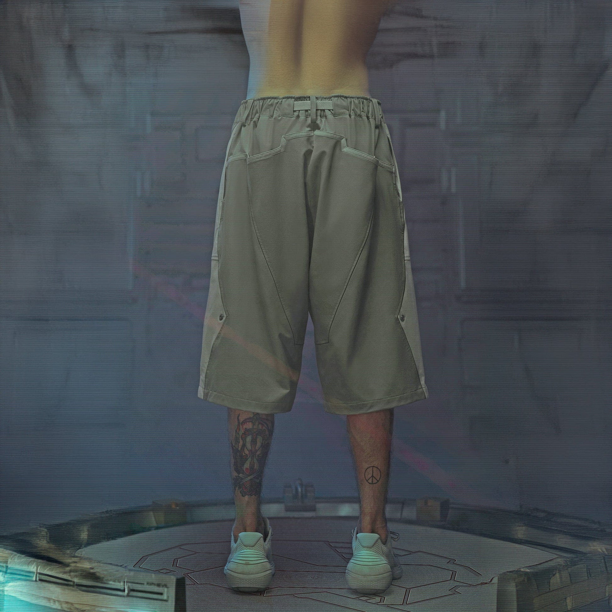 XIPHEVIL Demiurge Deconstructed Multi-Zipper Shorts Green-Shorts-XS-Free Shipping Leatheretro