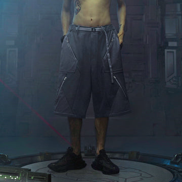 XIPHEVIL Bellator Deconstructed Multi-Zipper Shorts Dark Grey-Shorts-XS-Free Shipping Leatheretro