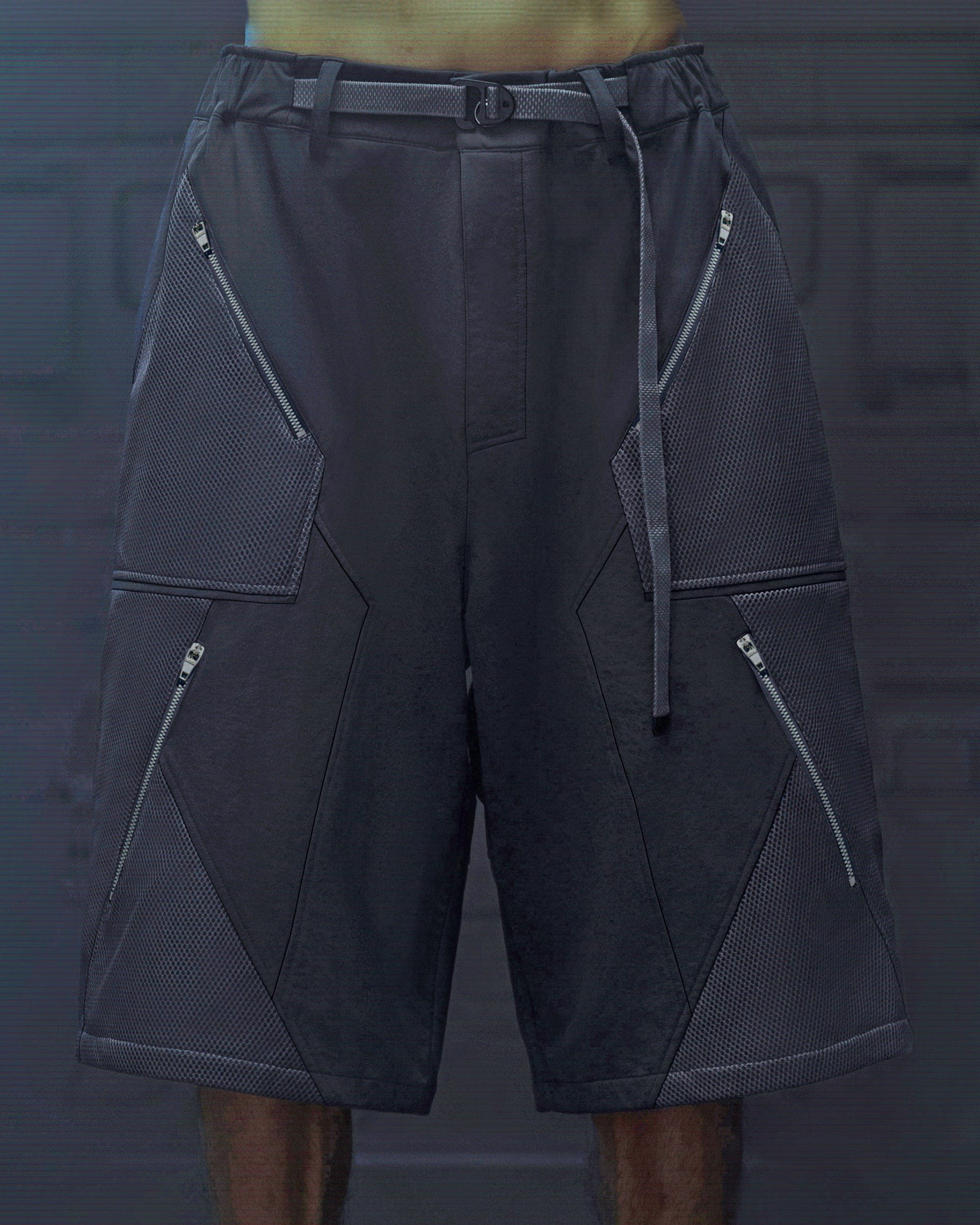 XIPHEVIL Bellator Deconstructed Multi-Zipper Shorts Dark Grey-Shorts-XS-Free Shipping Leatheretro