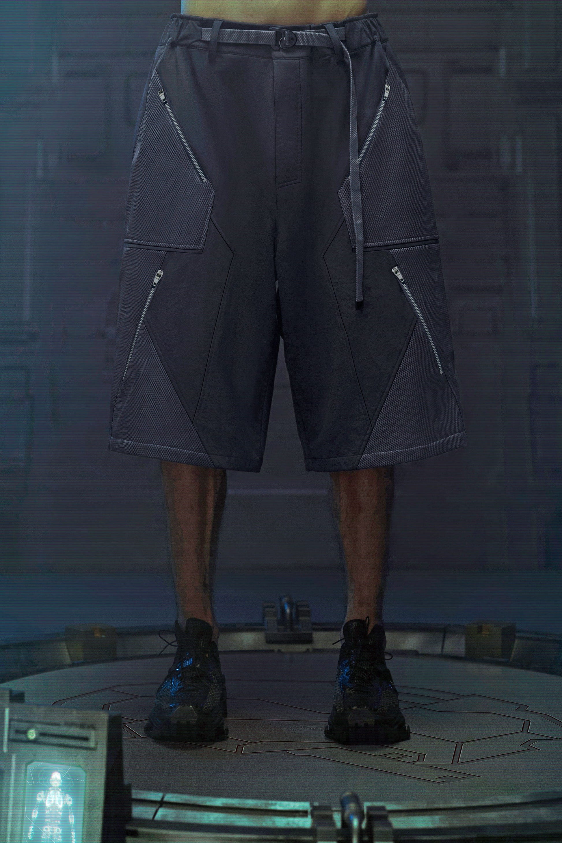 XIPHEVIL Bellator Deconstructed Multi-Zipper Shorts Dark Grey-Shorts-XS-Free Shipping Leatheretro