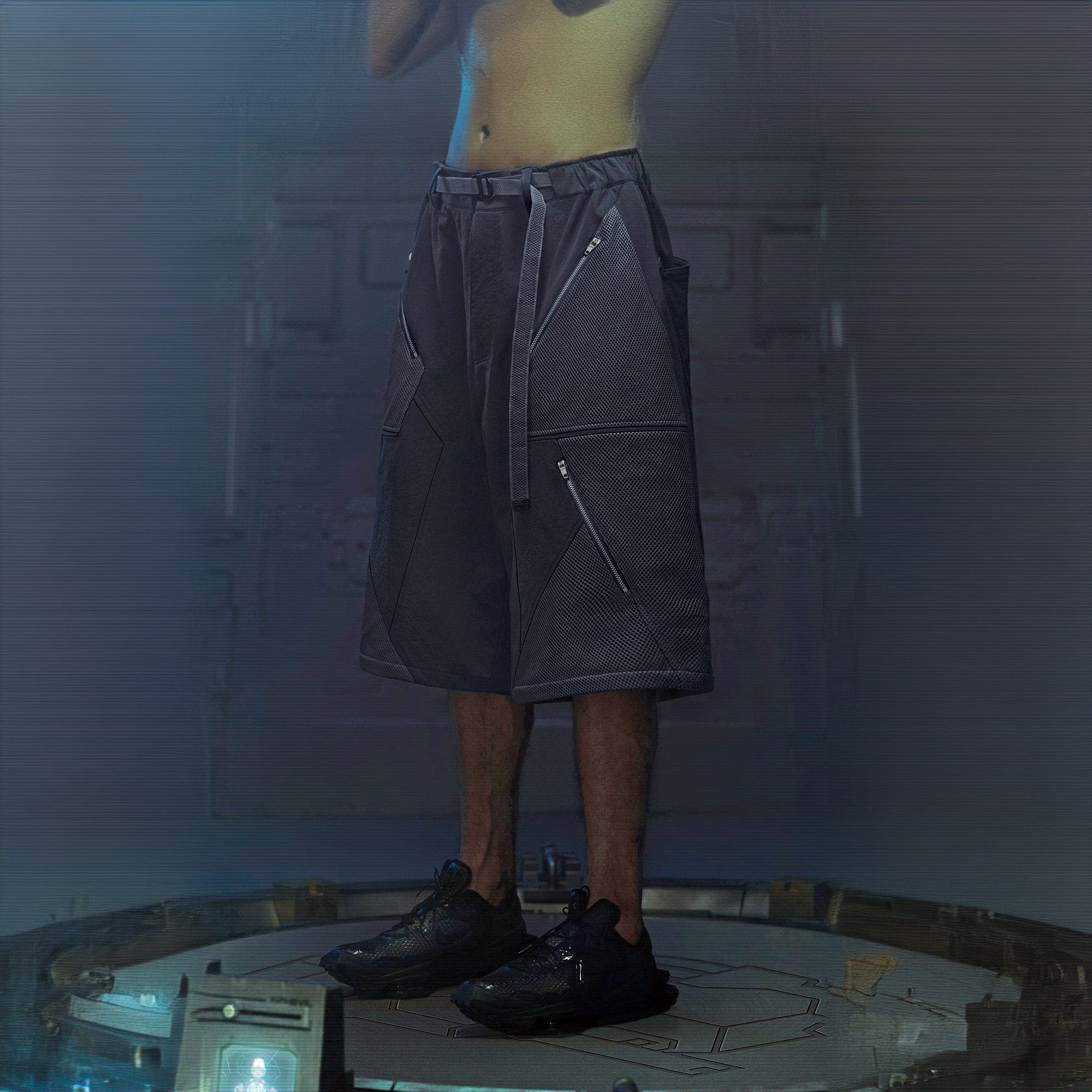 XIPHEVIL Bellator Deconstructed Multi-Zipper Shorts Dark Grey-Shorts-XS-Free Shipping Leatheretro