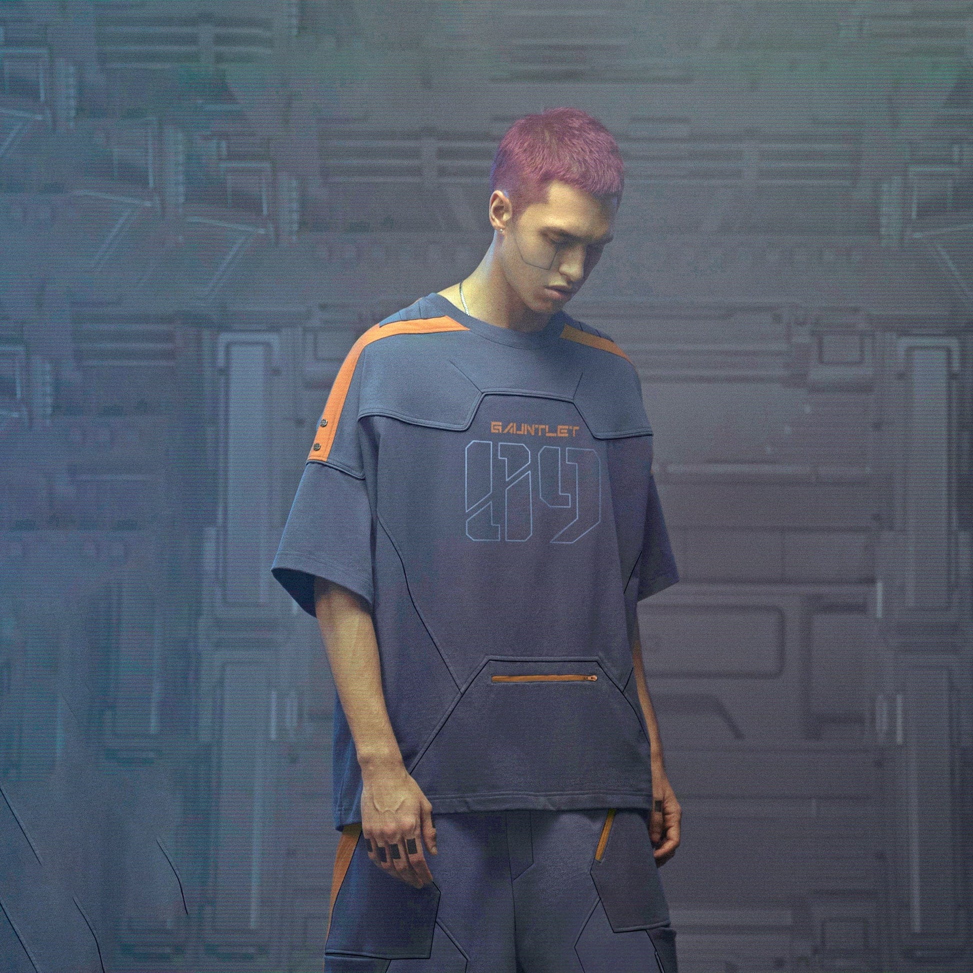 XIPHEVIL Modern Deconstructed Rivet Jersey Dark Orange-T Shirt-XS-Free Shipping Leatheretro