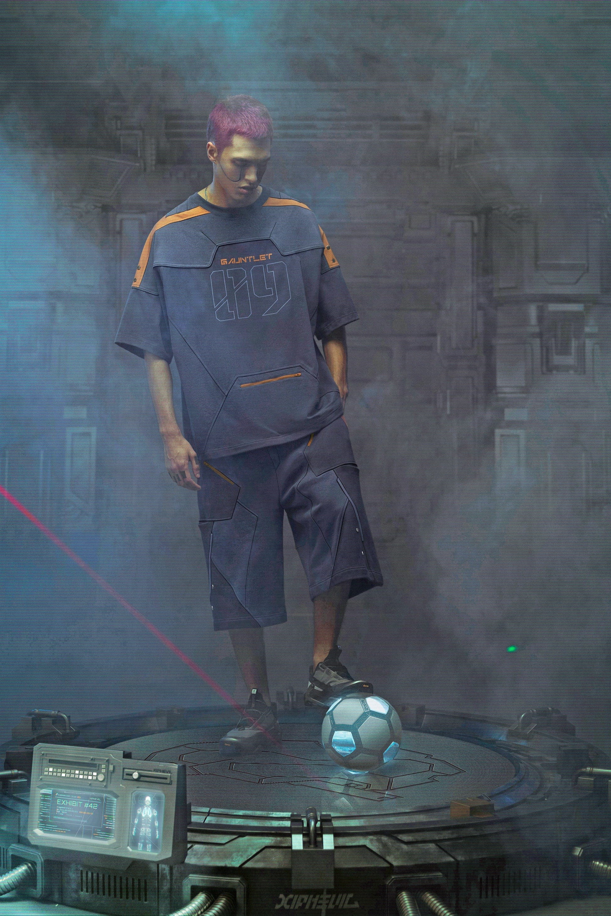 XIPHEVIL Modern Deconstructed Rivet Jersey Dark Orange-T Shirt-XS-Free Shipping Leatheretro
