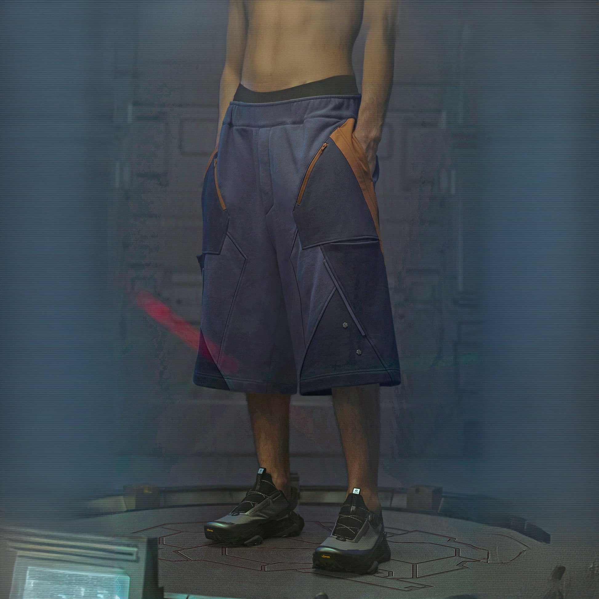 XIPHEVIL Deconstructed Zipper Rivet Shorts Orange-Shorts-XS-Free Shipping Leatheretro