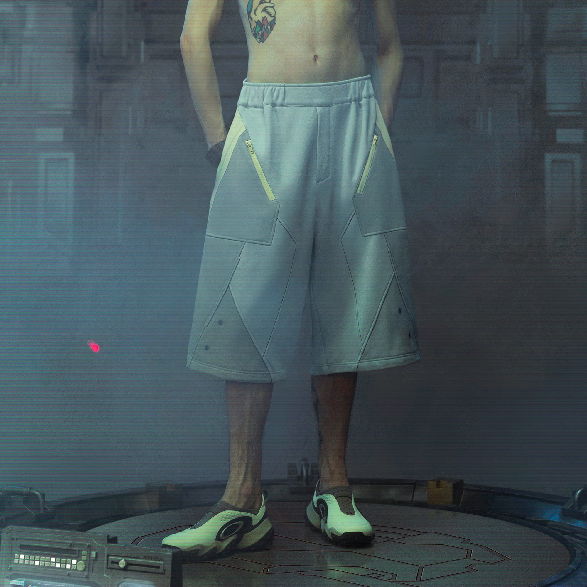 XIPHEVIL Deconstructed Zipper Rivet Shorts Light Grey-Shorts-XS-Free Shipping Leatheretro