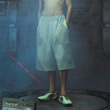 XIPHEVIL Deconstructed Zipper Rivet Shorts Light Grey-Shorts-XS-Free Shipping Leatheretro