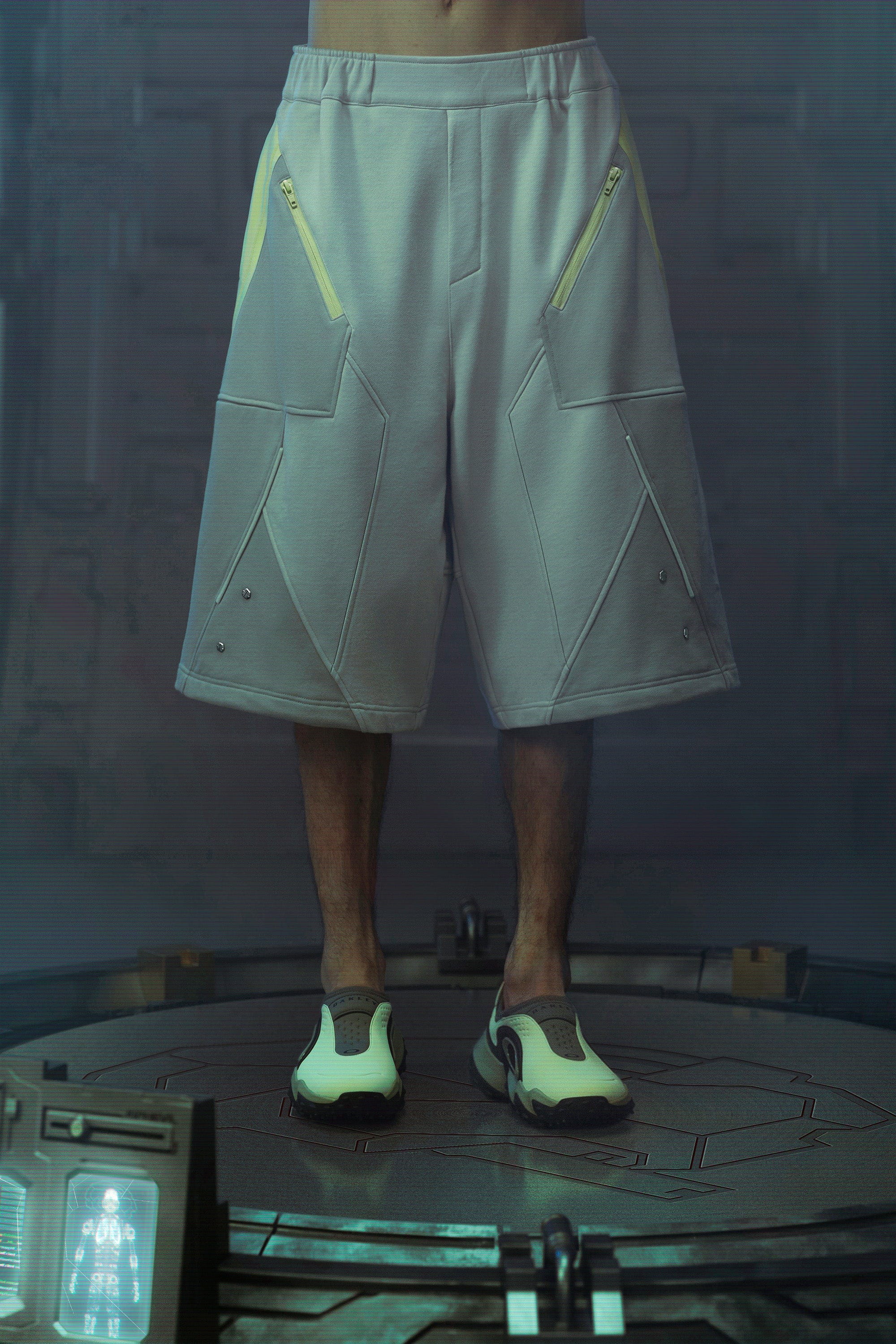 XIPHEVIL Deconstructed Zipper Rivet Shorts Light Grey-Shorts-XS-Free Shipping Leatheretro