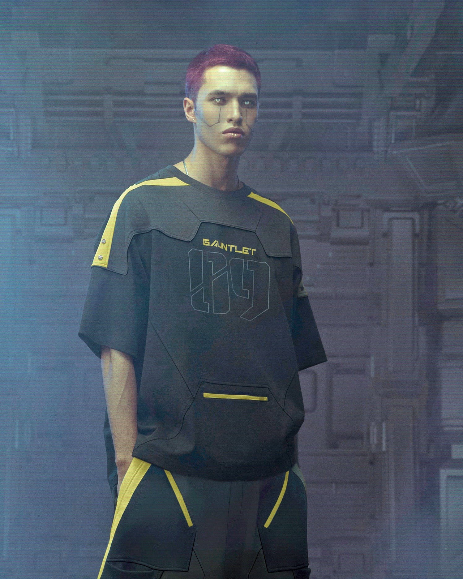 XIPHEVIL Modern Deconstructed Rivet Jersey Yellow-T Shirt-XS-Free Shipping Leatheretro