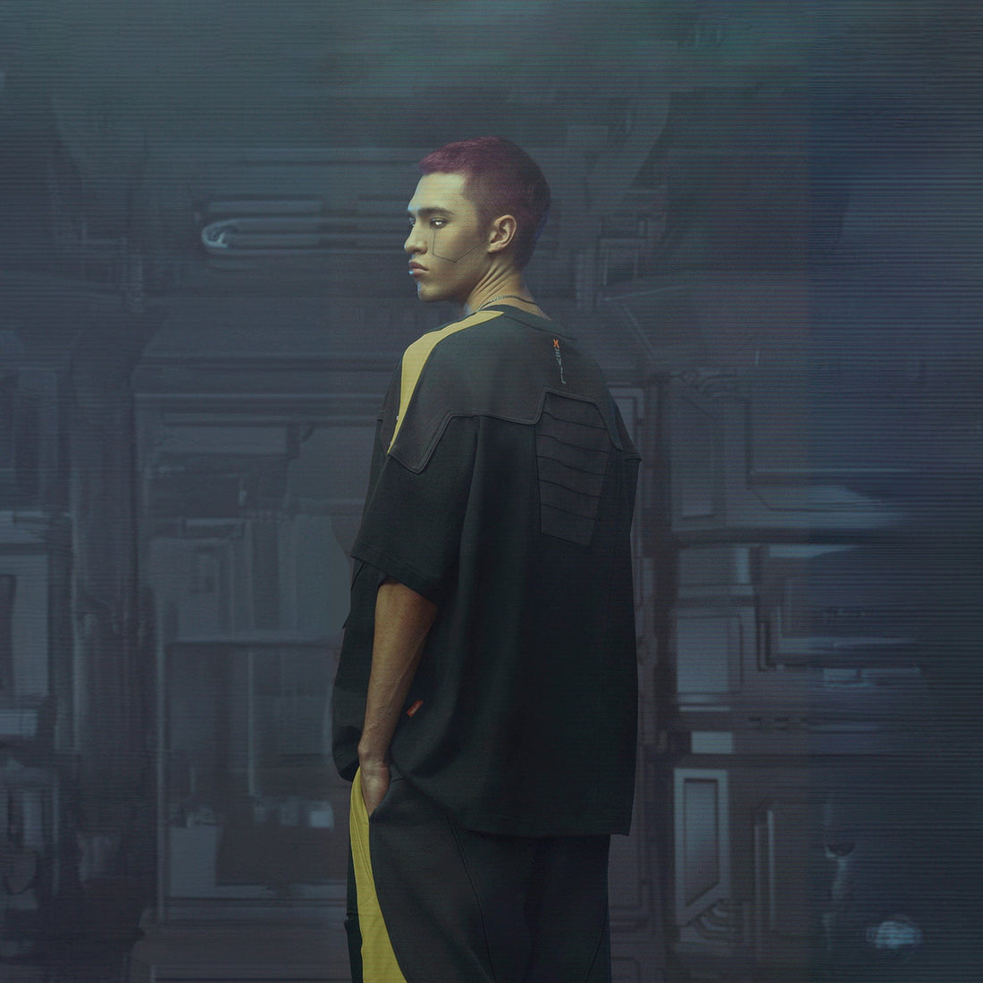 XIPHEVIL Modern Deconstructed Rivet Jersey Yellow-T Shirt-XS-Free Shipping Leatheretro