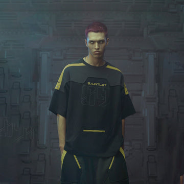 XIPHEVIL Modern Deconstructed Rivet Jersey Yellow-T Shirt-XS-Free Shipping Leatheretro