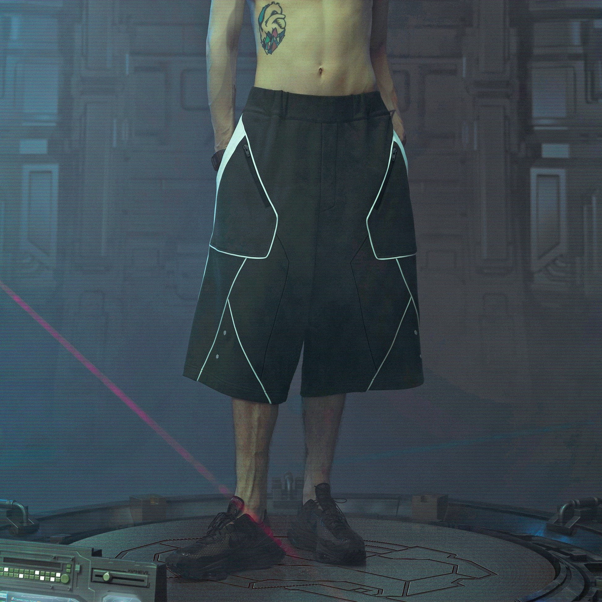 XIPHEVIL Deconstructed Zipper Rivet Shorts Black-Shorts-XS-Free Shipping Leatheretro