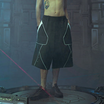 XIPHEVIL Deconstructed Zipper Rivet Shorts Black-Shorts-XS-Free Shipping Leatheretro