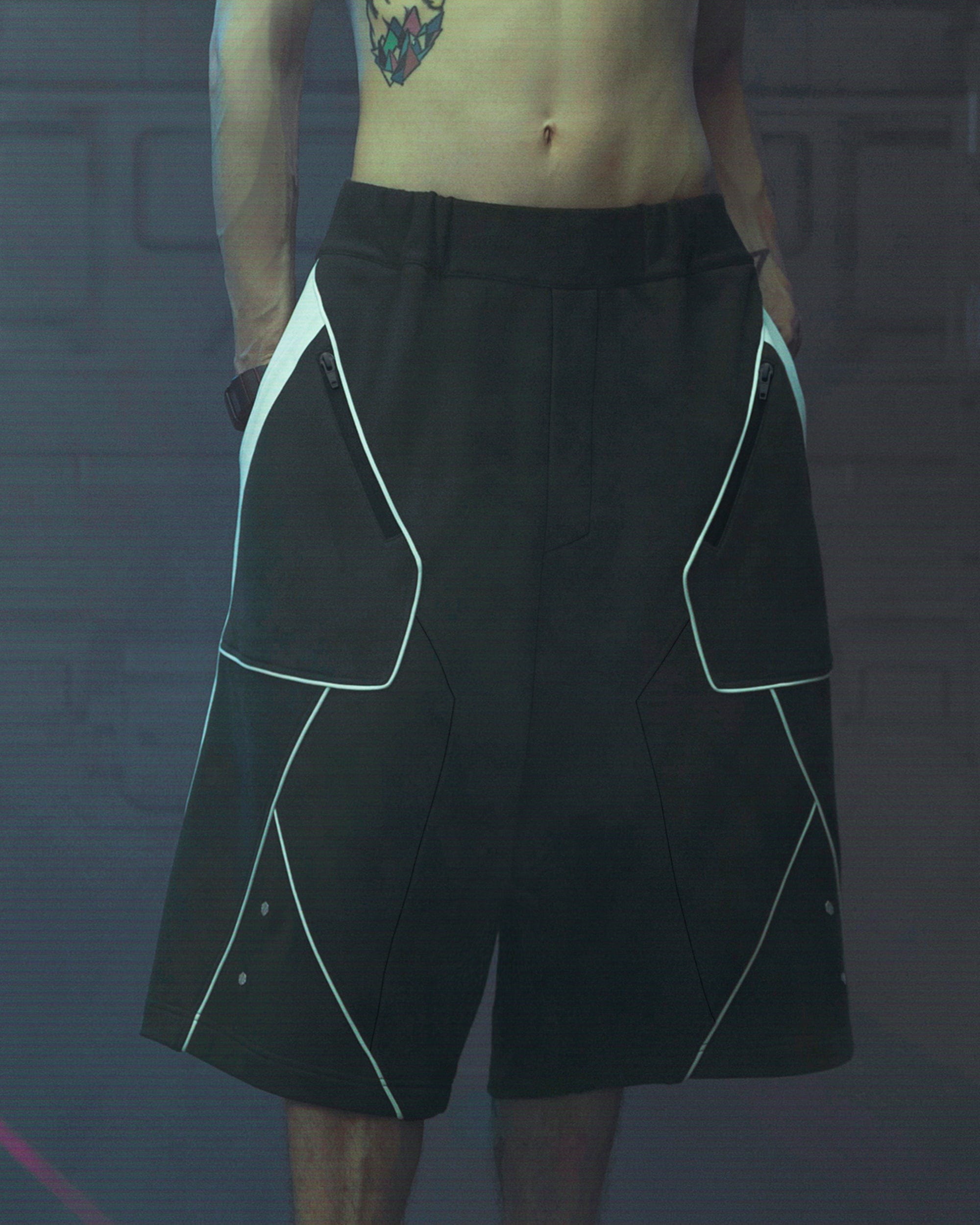 XIPHEVIL Deconstructed Zipper Rivet Shorts Black-Shorts-XS-Free Shipping Leatheretro