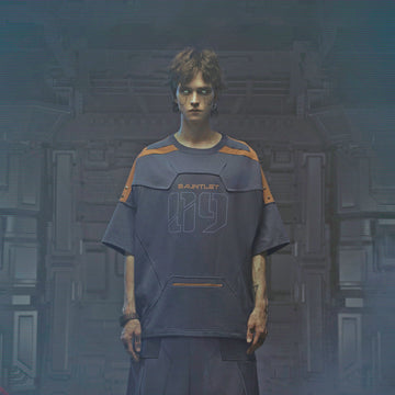 XIPHEVIL Modern Deconstructed Rivet Jersey Dark Orange-T Shirt-XS-Free Shipping Leatheretro