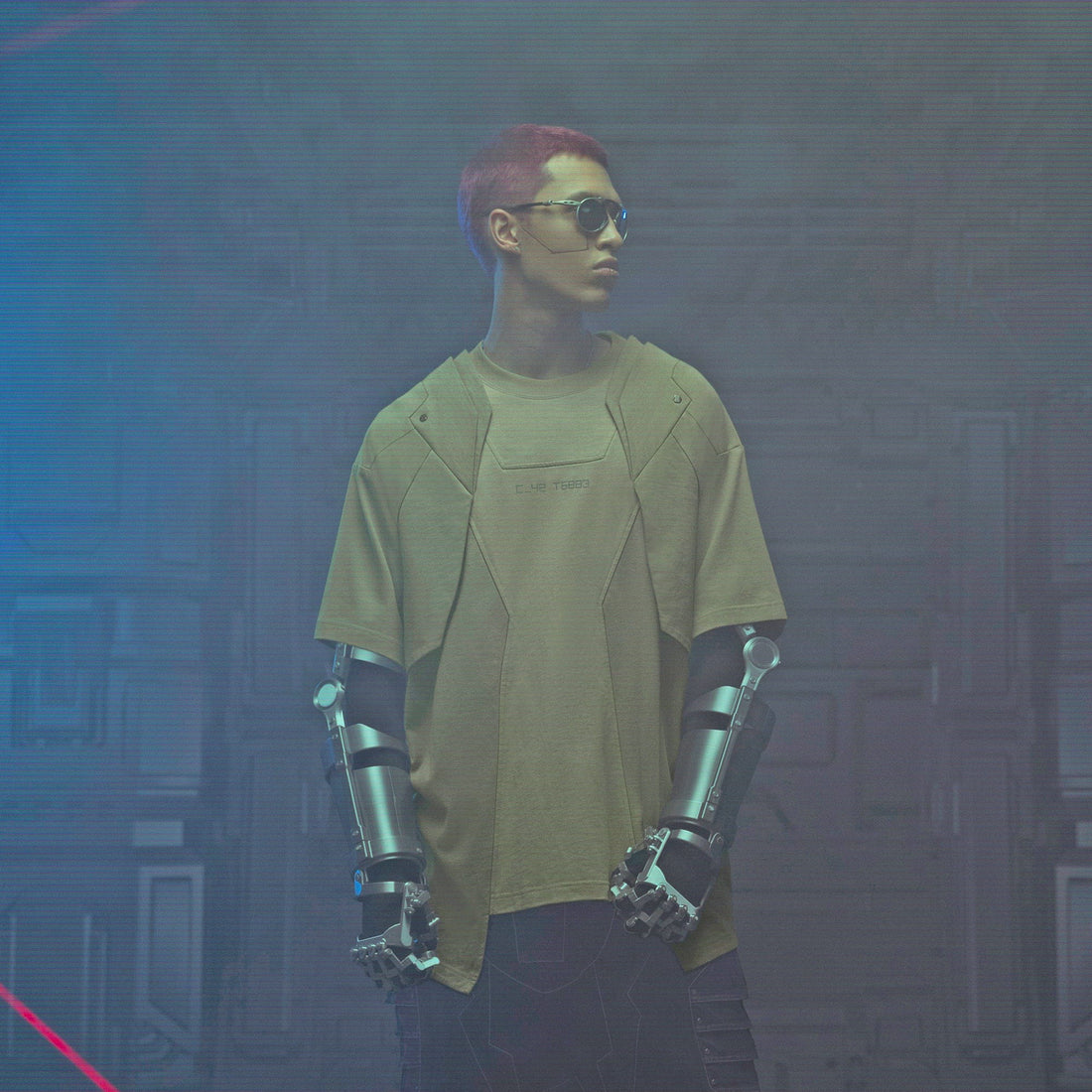 XIPHEVIL Deep Zone Deconstructed Armor Rivet T-Shirt Green-T Shirt-XS-Free Shipping Leatheretro