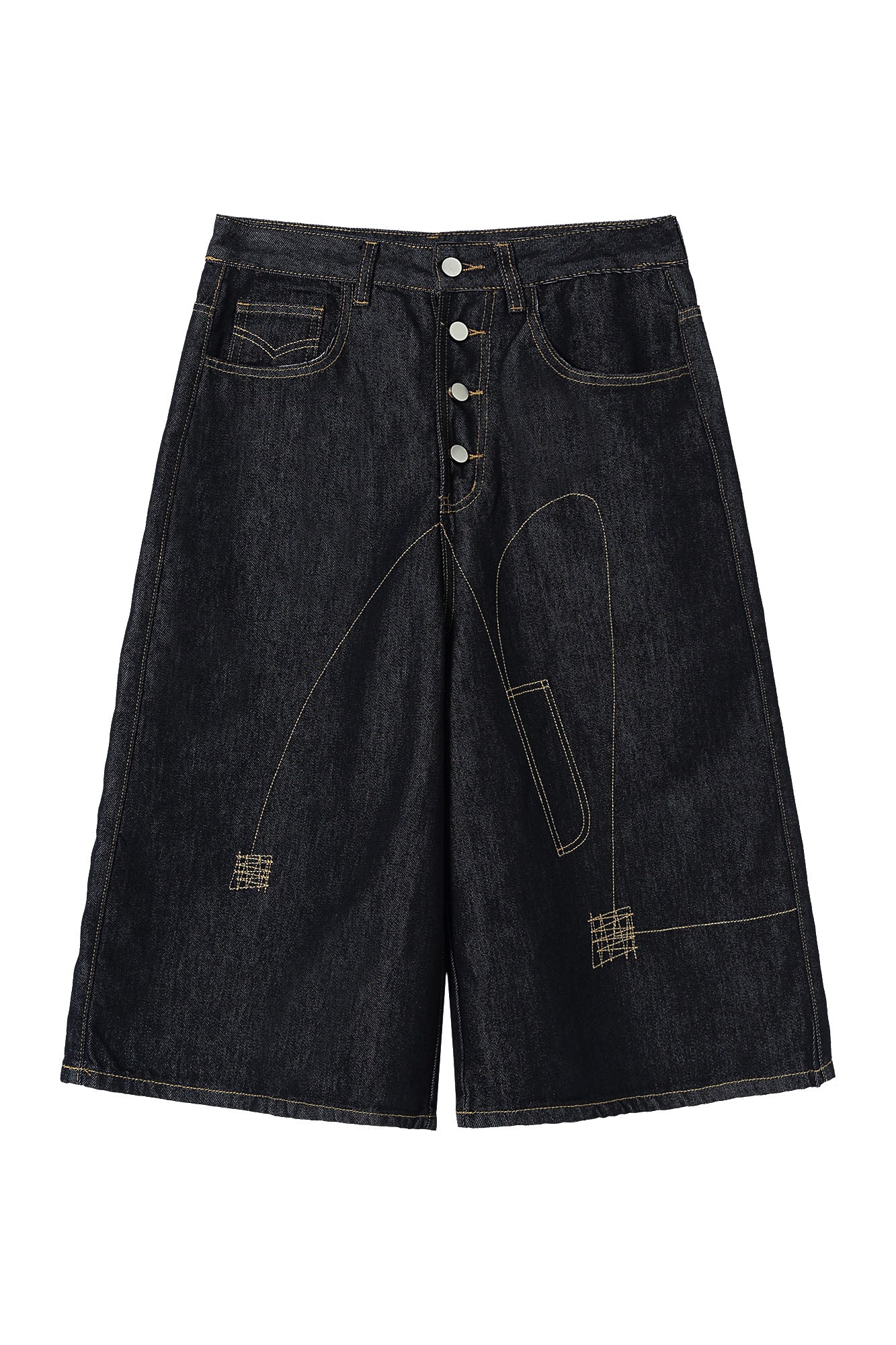 CLP Retro Contrast Stitch Straight-Leg Jorts-Shorts-M-Free Shipping Leatheretro