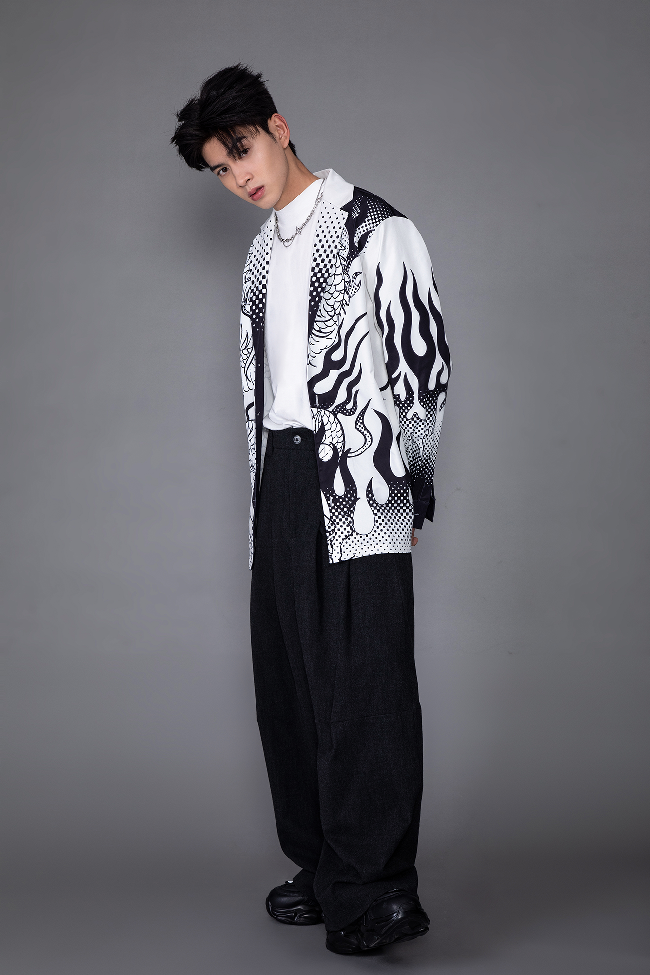 MASH UP ASIA Dragon Flame Graphic Oversized Blazer-Jacket-M-Free Shipping Leatheretro