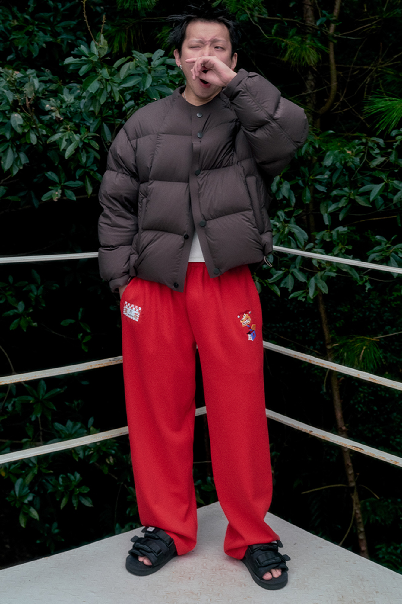 NIANJIUYIKOUER Straight-Leg Embroidered Patch Sweatpants-Pants-S-Free Shipping Leatheretro