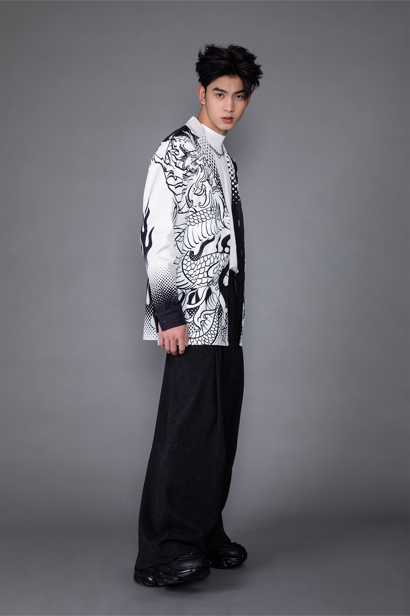 MASH UP ASIA Dragon Flame Graphic Oversized Blazer-Jacket-M-Free Shipping Leatheretro