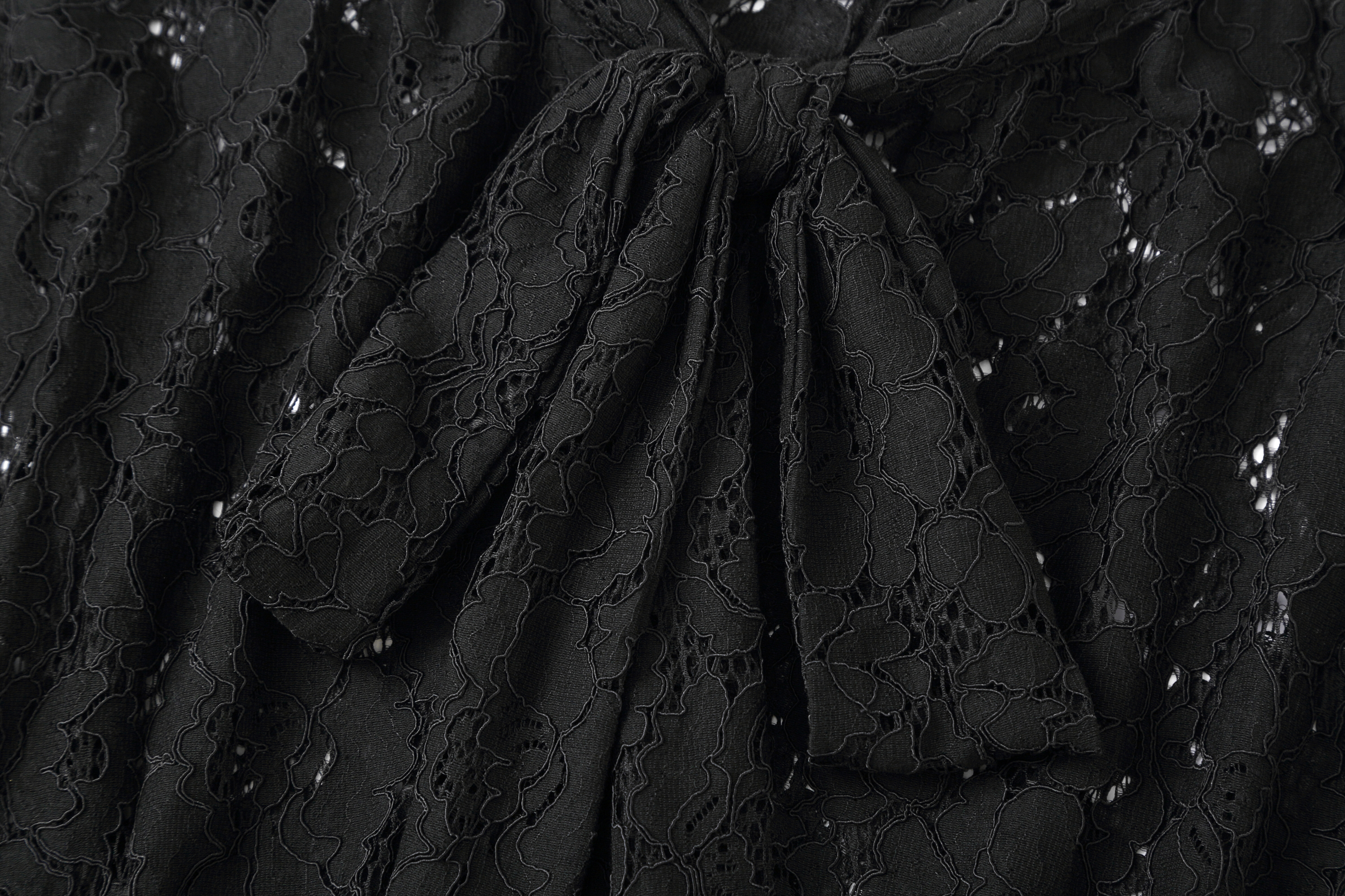 CLP Floral Lace Tie-Neck Shirt-Shirt-S-White (Preorder)-Free Shipping Leatheretro