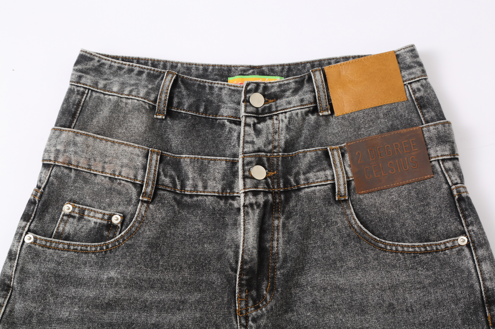 CLP Retro Washed Double-Waist Denim Shorts-Shorts-M / 30"-Free Shipping Leatheretro