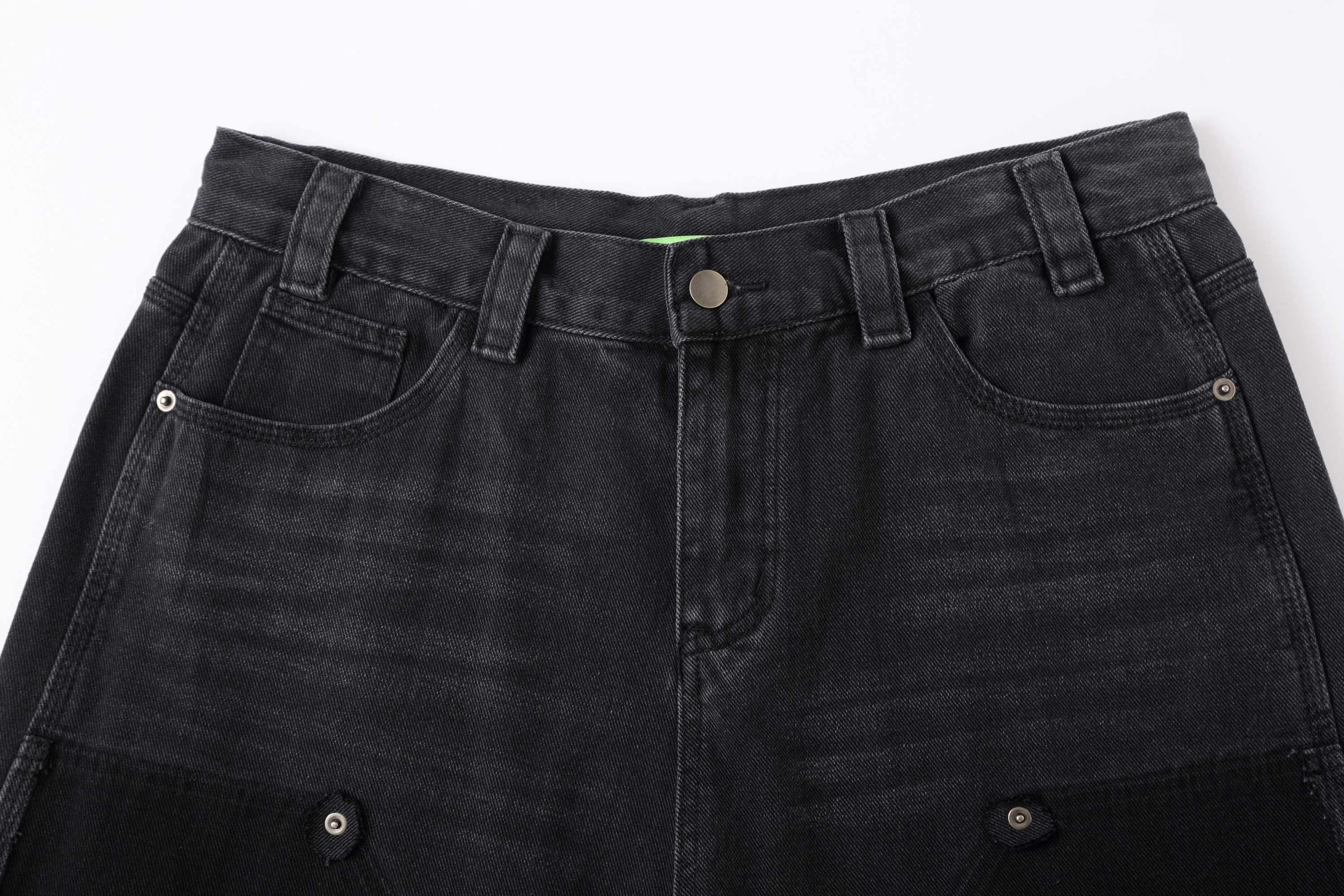 CLP Retro Washed Raw Edge Paneled Shorts-Shorts-M / 34"-Free Shipping Leatheretro