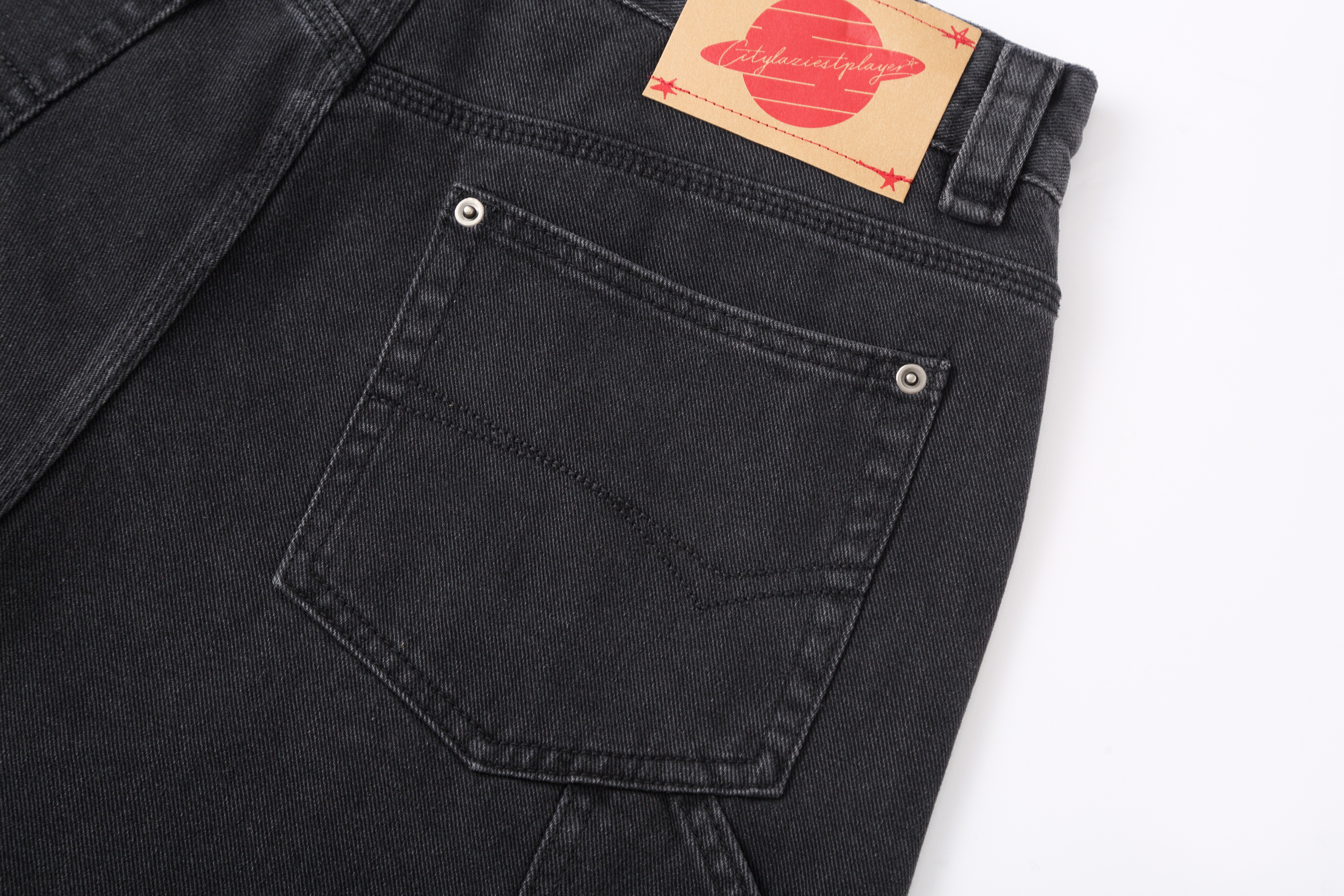 CLP Retro Washed Raw Edge Paneled Shorts-Shorts-M / 34"-Free Shipping Leatheretro