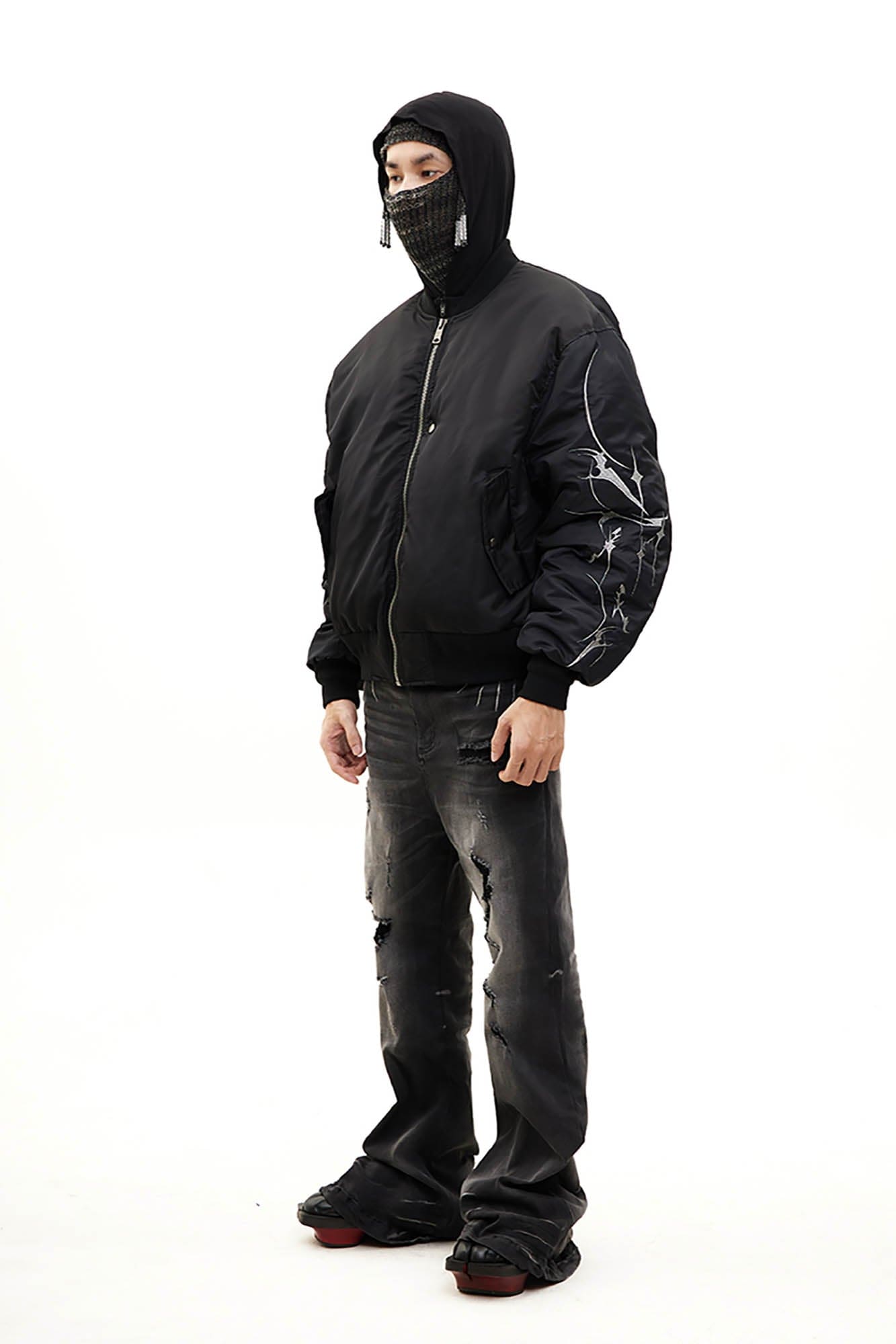 DND4DES Graffiti Embroidered MA1 Bomber Jacket-Jacket-S-Free Shipping Leatheretro