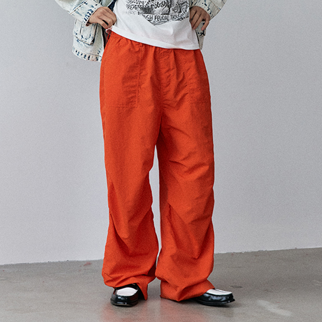 NIANJIUYIKOUER Nylon Paratrooper Straight-Leg Pants-Pants-XS-Orange-Free Shipping Leatheretro