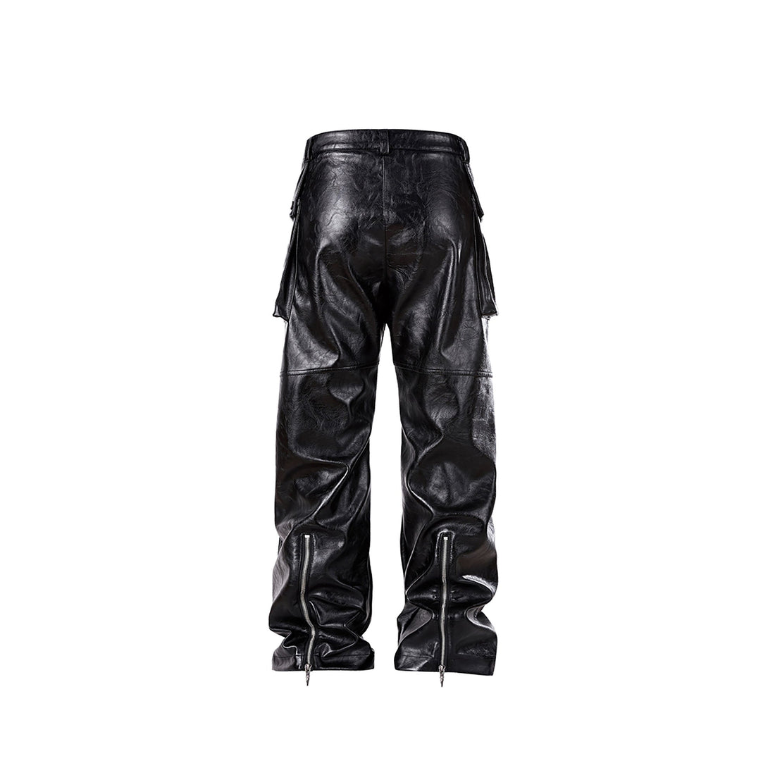 FORFEARTHAT Glossy Panel Zip Hem PU Cargo Pants-Pants-S-Free Shipping Leatheretro
