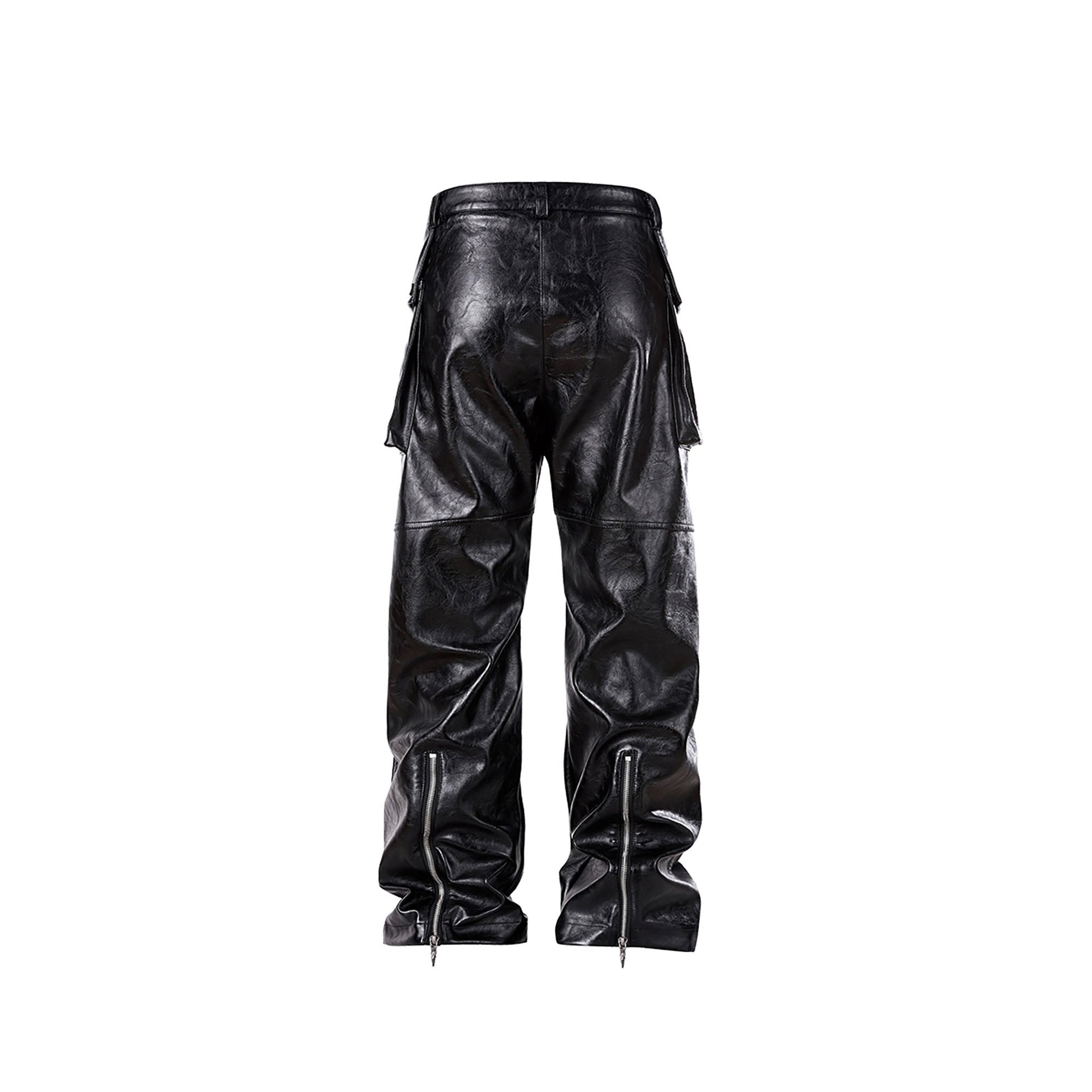 FORFEARTHAT Glossy Panel Zip Hem PU Cargo Pants-Pants-S-Free Shipping Leatheretro