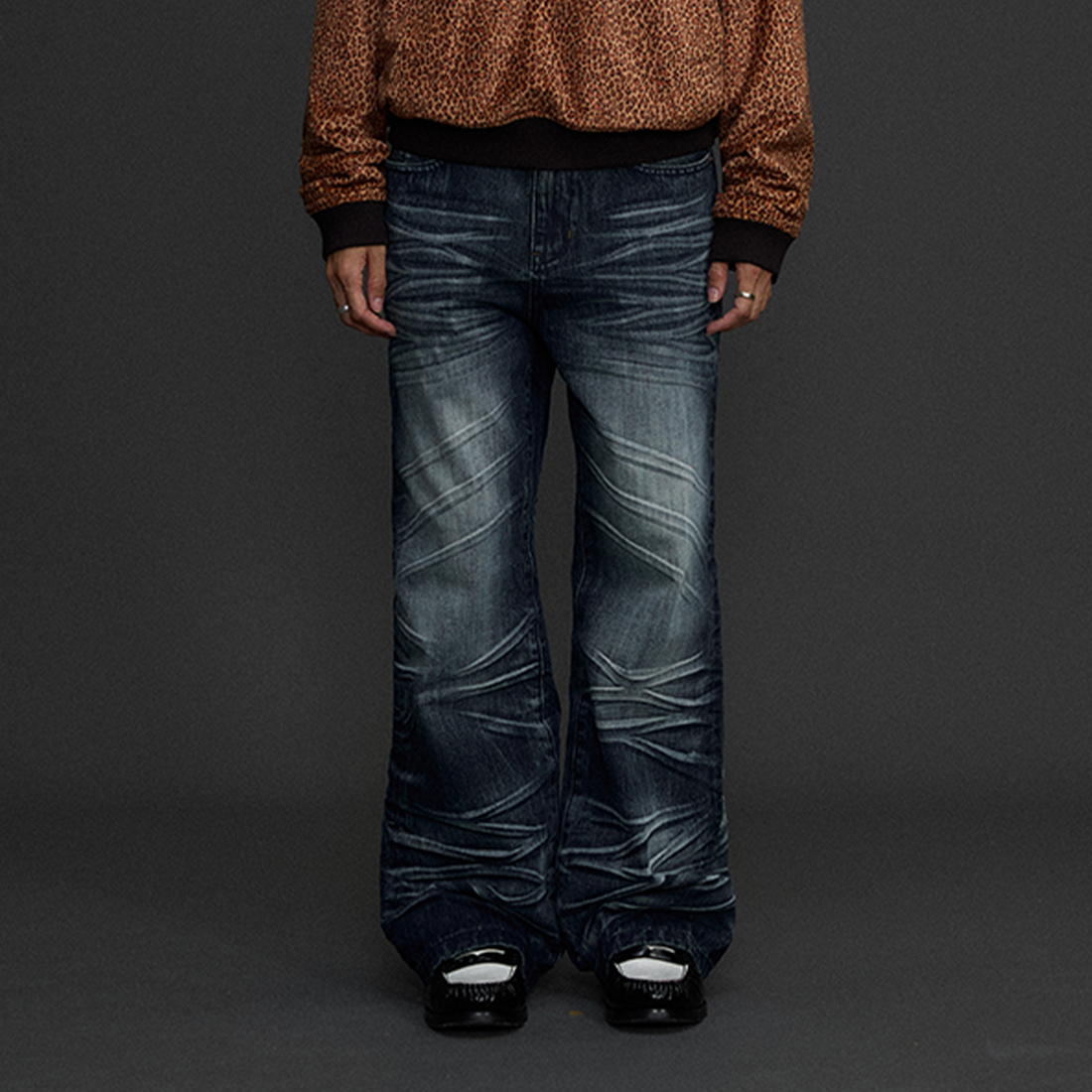 NIANJIUYIKOUER Heavy Washed Whiskered Straight-Leg Jeans-Jeans-S-Free Shipping Leatheretro
