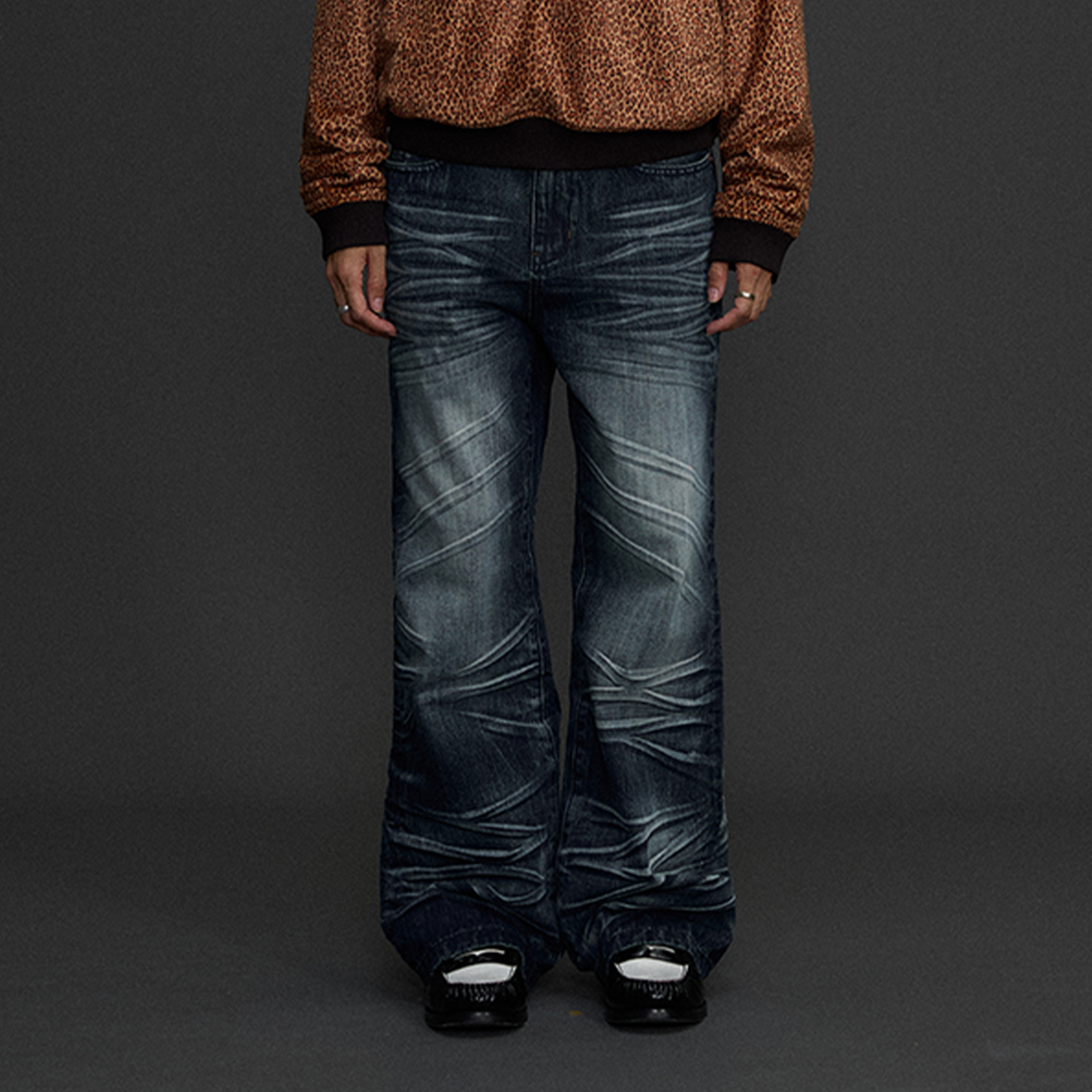 NIANJIUYIKOUER Heavy Washed Whiskered Straight-Leg Jeans-Jeans-S-Free Shipping Leatheretro