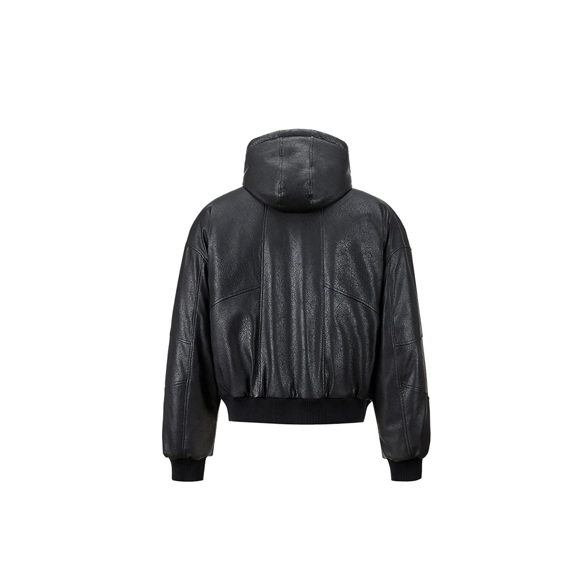 FORFEARTHAT Hooded Puffer PU Jacket-Jacket-S-Free Shipping Leatheretro