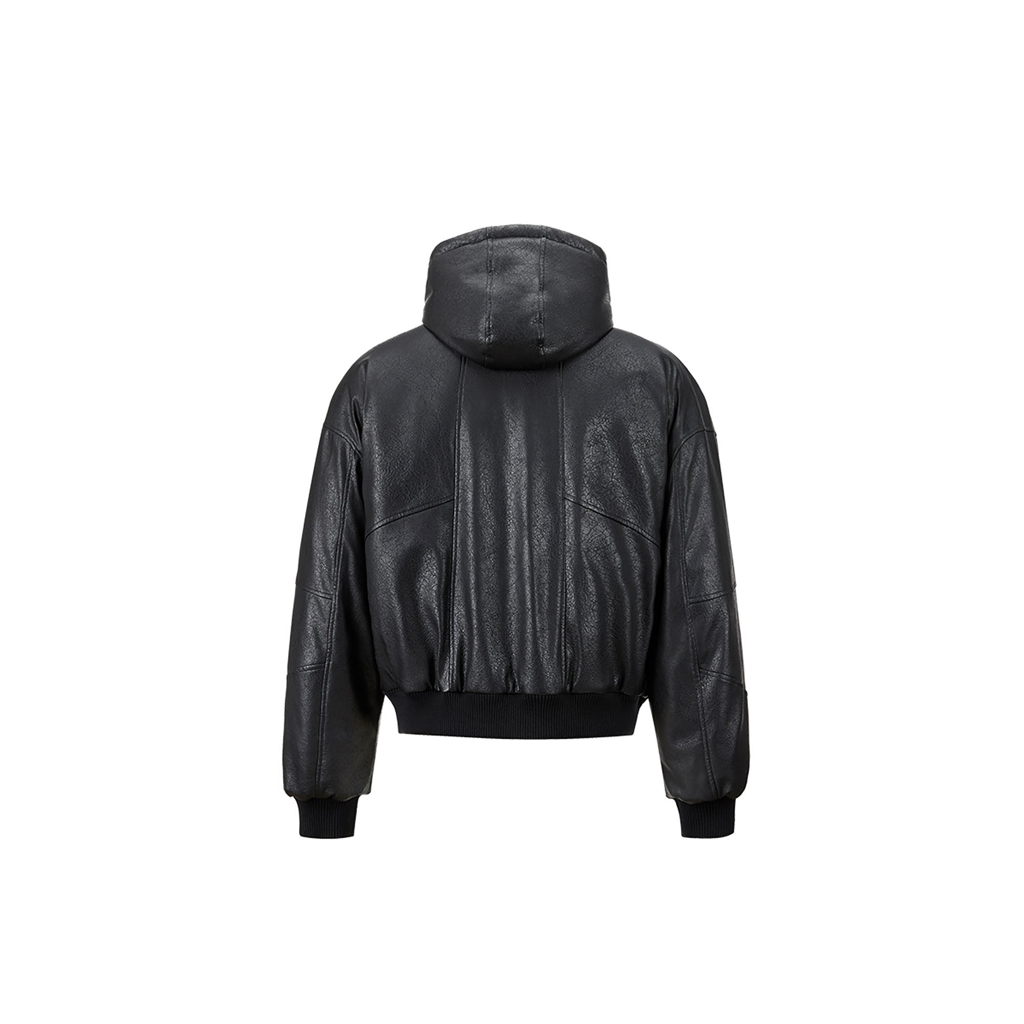 FORFEARTHAT Hooded Puffer PU Jacket-Jacket-S-Free Shipping Leatheretro