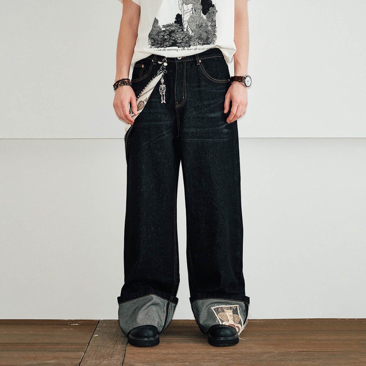 KREATE Patchwork Denim Pants-Jeans-S-Free Shipping Leatheretro