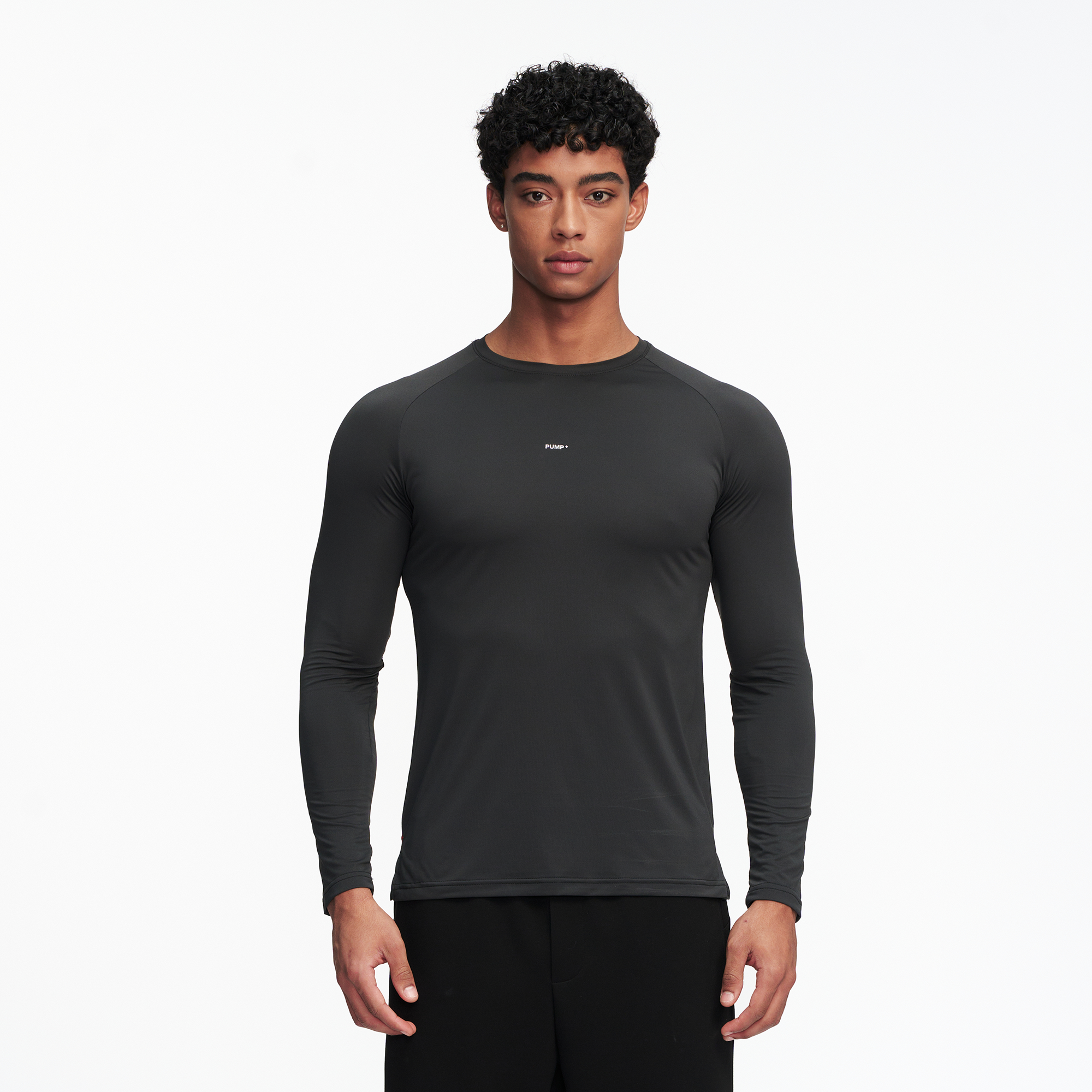 PUMPPLUS Antibacterial Quick-Dry Slim Long-Sleeve Tee-L/S Tee-S-Black-Free Shipping Leatheretro