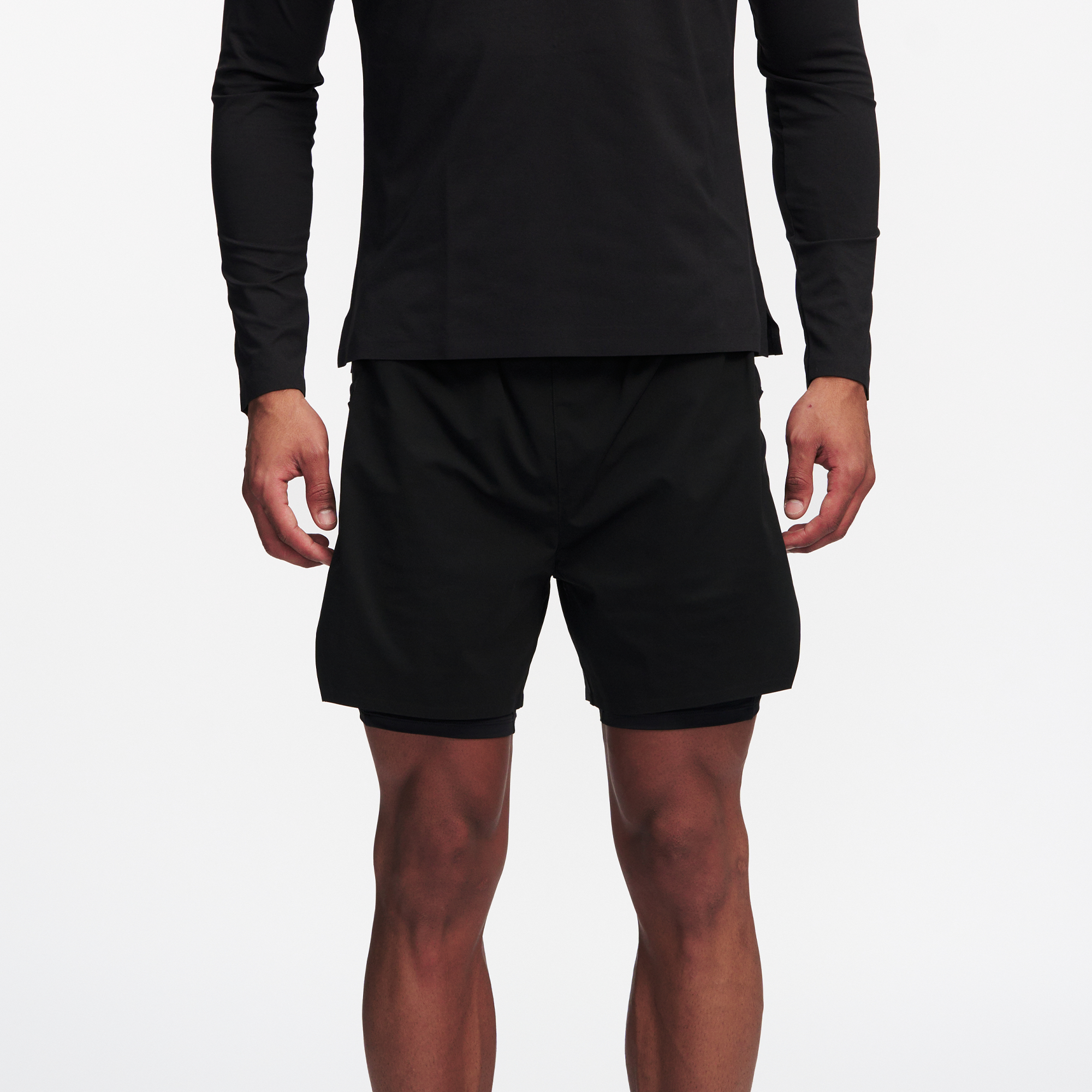 PUMPPLUS Quick-Dry Layered Training Shorts-Shorts-S-Black-Free Shipping Leatheretro