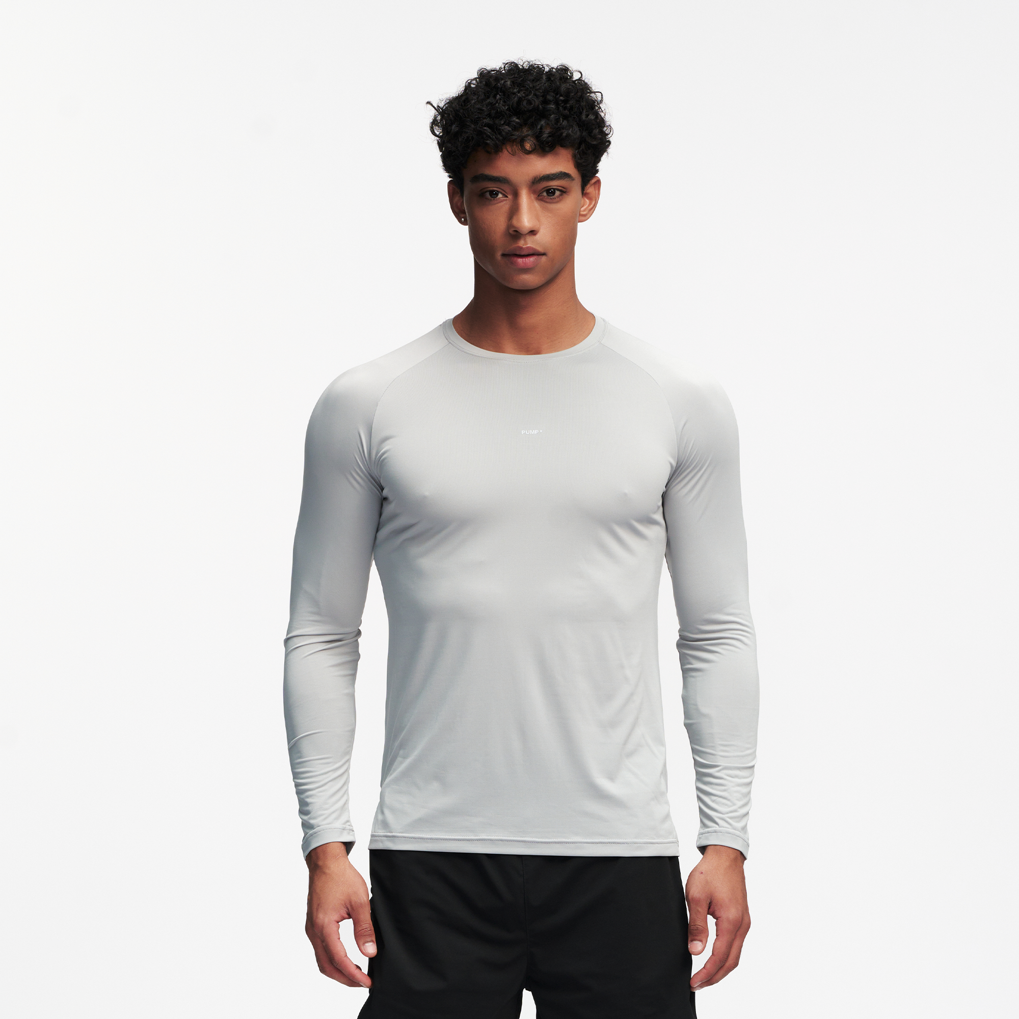 PUMPPLUS Antibacterial Quick-Dry Slim Long-Sleeve Tee-L/S Tee-S-Gray-Free Shipping Leatheretro
