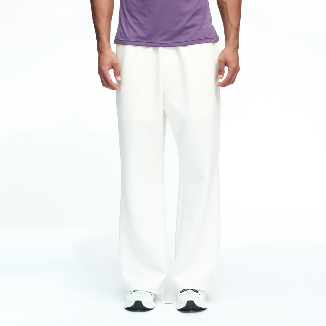 PUMPPLUS Moisture-Wicking Flared Straight-Leg Pants-Pants-S-White-Free Shipping Leatheretro