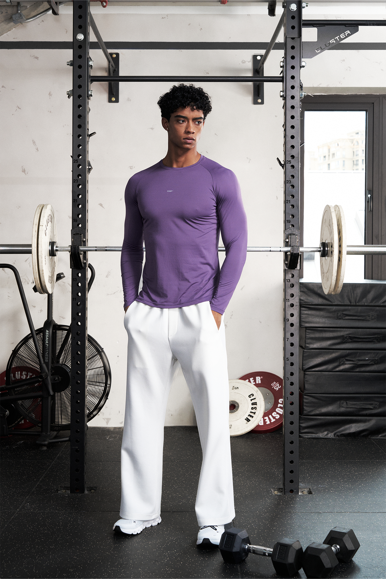 PUMPPLUS Antibacterial Quick-Dry Slim Long-Sleeve Tee-L/S Tee-S-Purple-Free Shipping Leatheretro